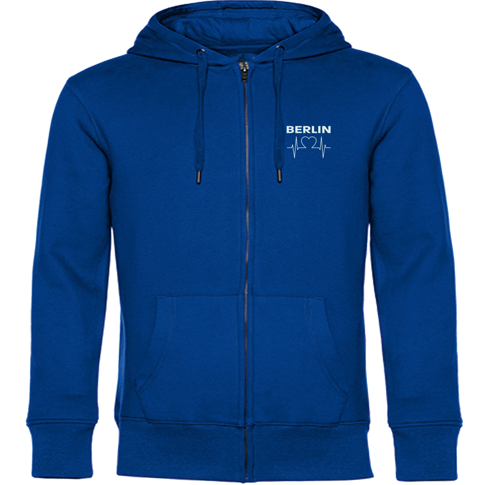 multifanshop Kapuzen Sweatshirt Jacke - Berlin blau - Herzschlag - Druck wei&szlig; - Jacke 