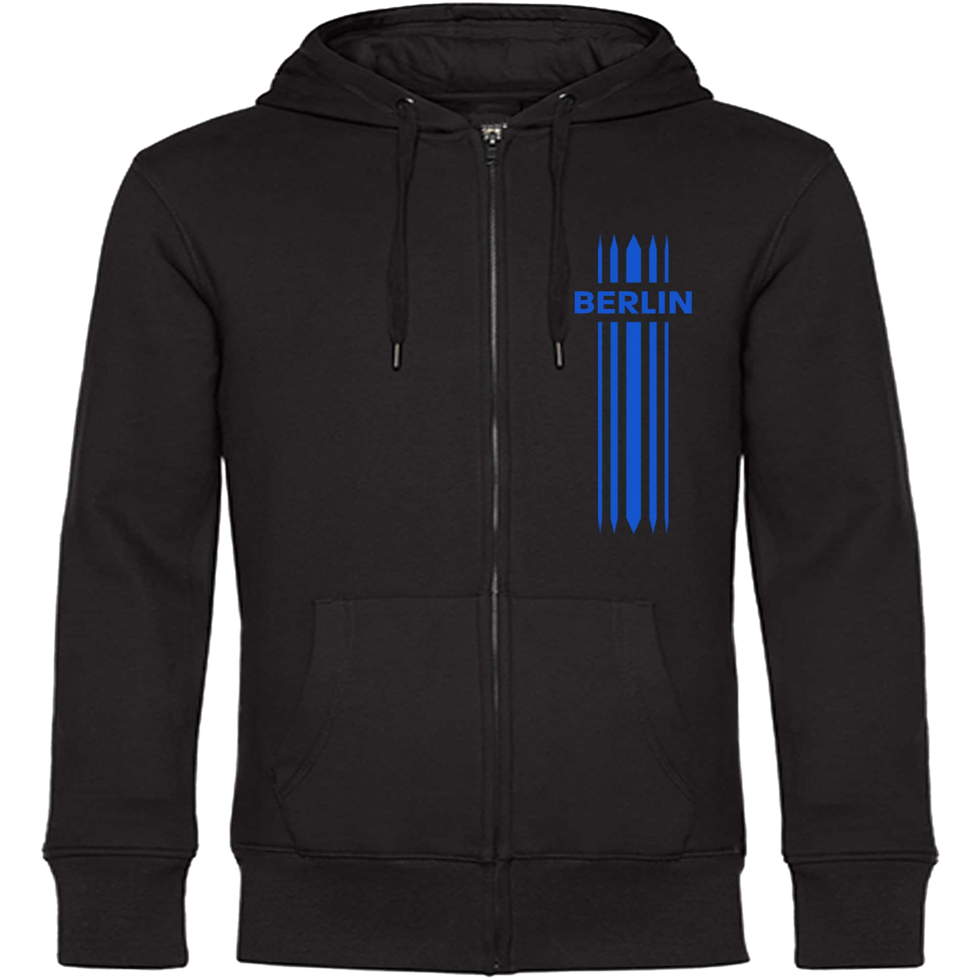multifanshop Kapuzen Sweatshirt Jacke - Berlin blau - Streifen - Druck blau - Jacke 