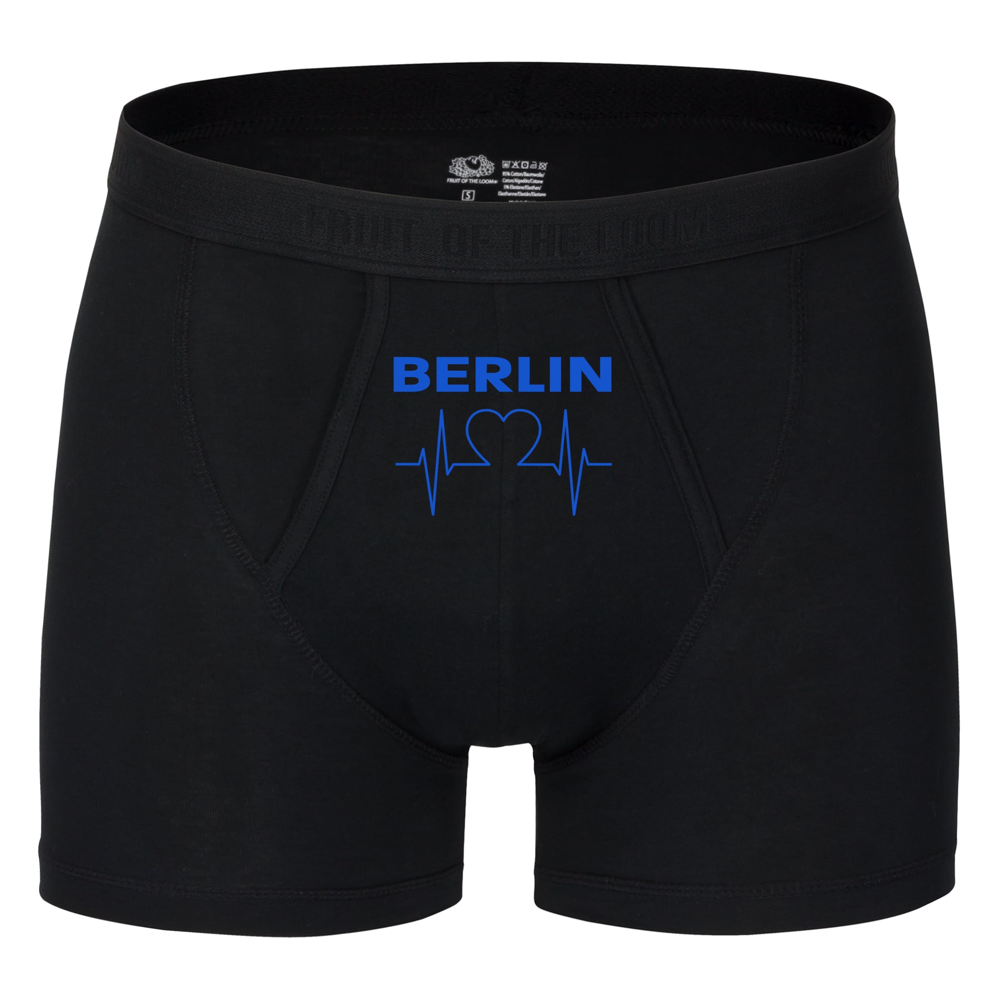 multifanshop Herren Boxer Short - Berlin blau - Herzschlag - Druck blau - Unterw&auml;sche 