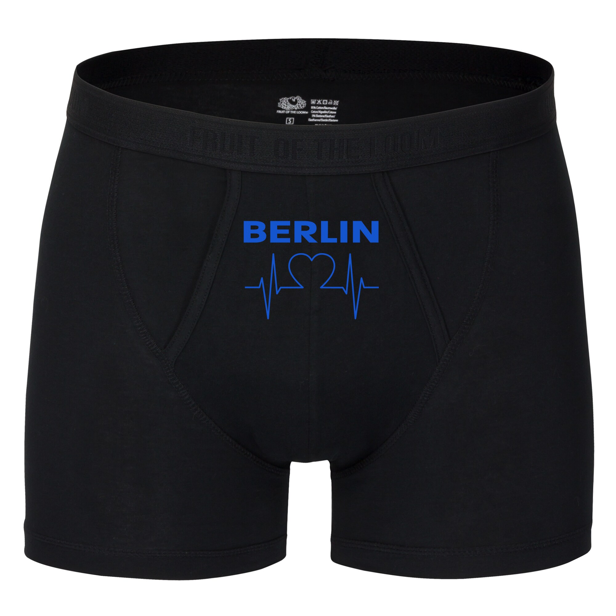 multifanshop Herren Boxer Short - Berlin blau - Herzschlag - Druck blau - Unterw&auml;sche 