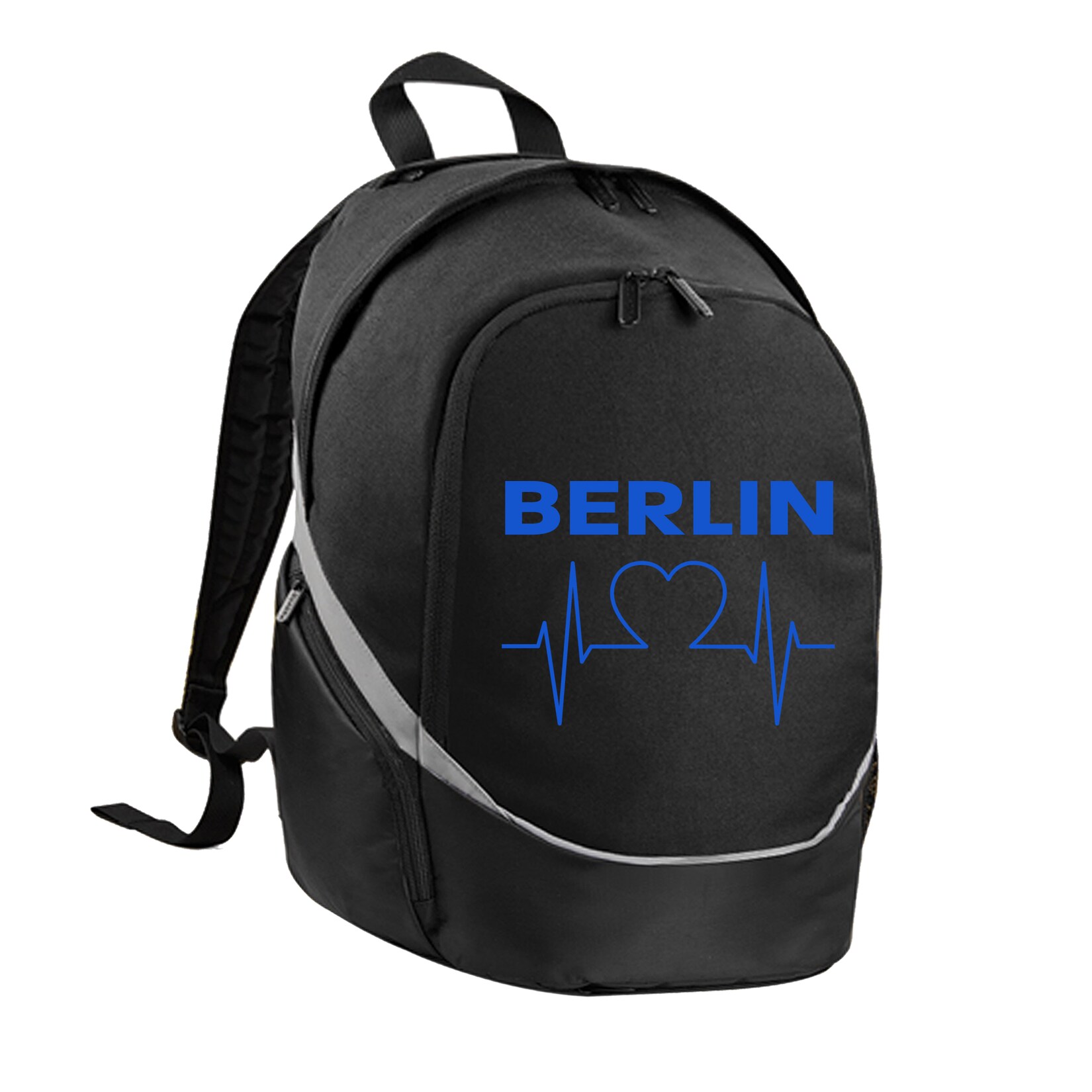 Rucksack - Berlin blau - Herzschlag - Druck blau - Tasche