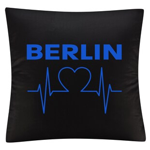 multifanshop Kissenbezug - Berlin blau - Herzschlag - Druck blau - Kissen 