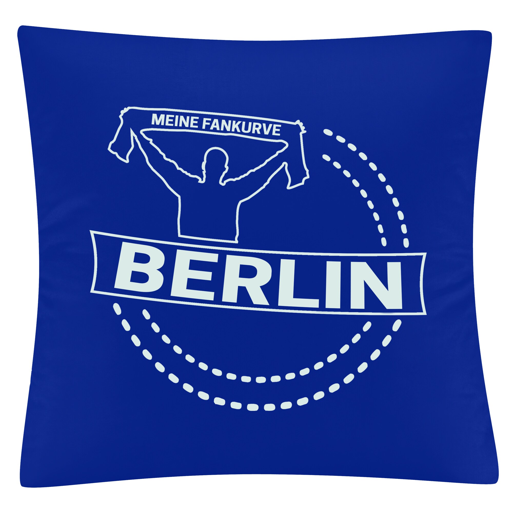 multifanshop Kissenbezug - Berlin blau - Meine Fankurve - Druck wei&szlig; - Kissen 
