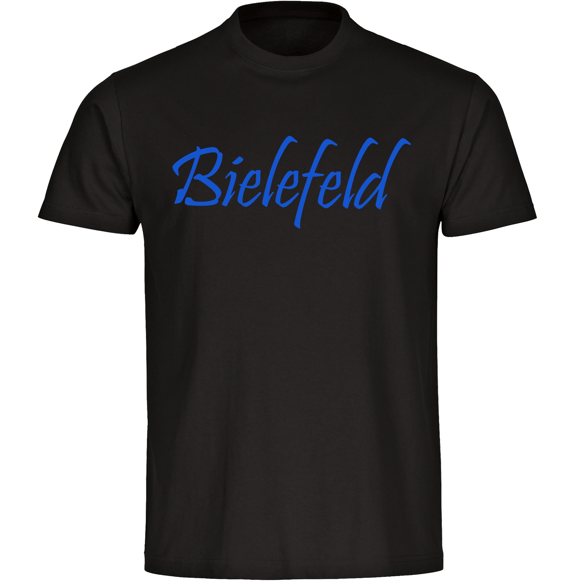 multifanshop Herren T-Shirt - Bielefeld - Schriftzug - Druck blau - M&auml;nner 