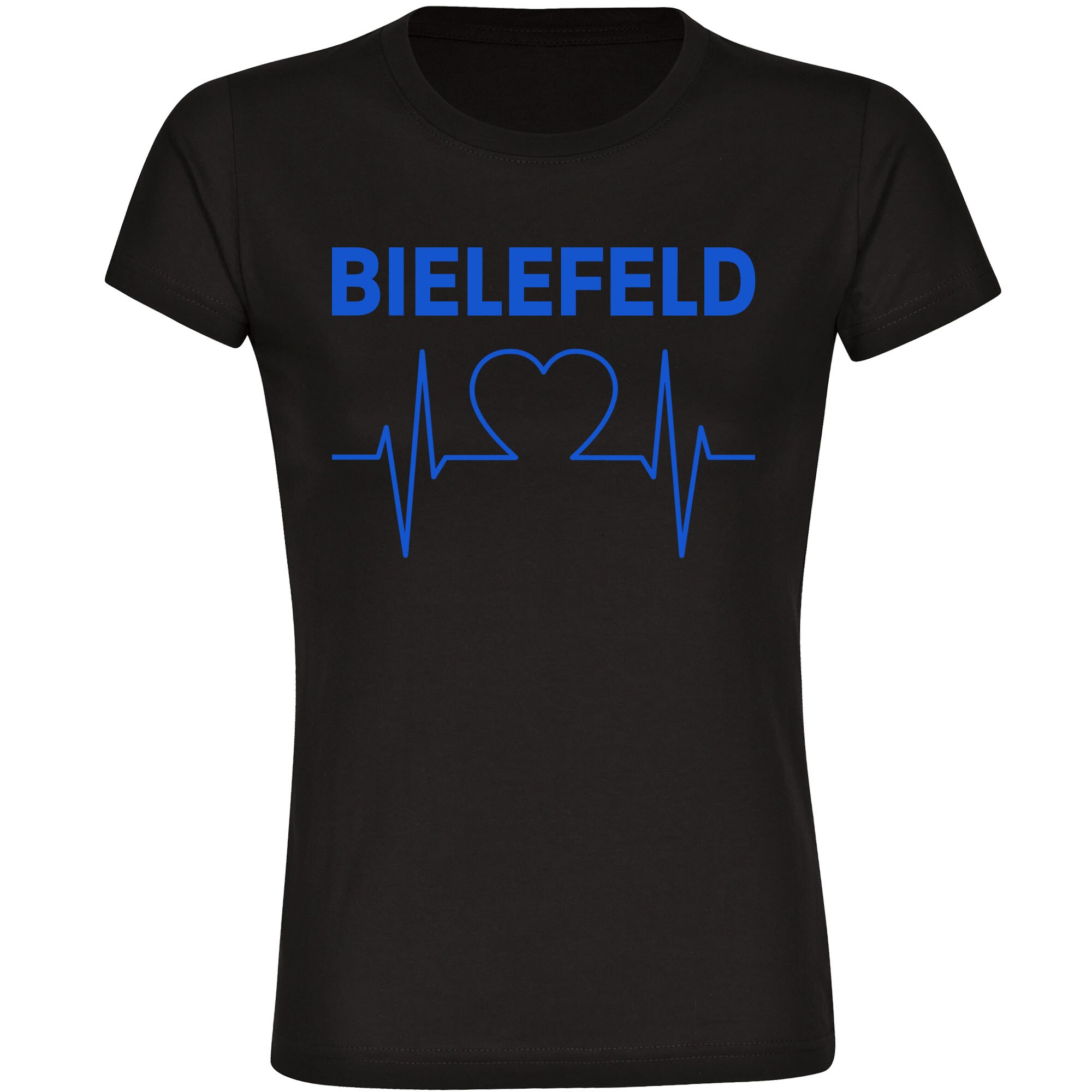 multifanshop Damen T-Shirt - Bielefeld - Herzschlag - Druck blau - Frauen 