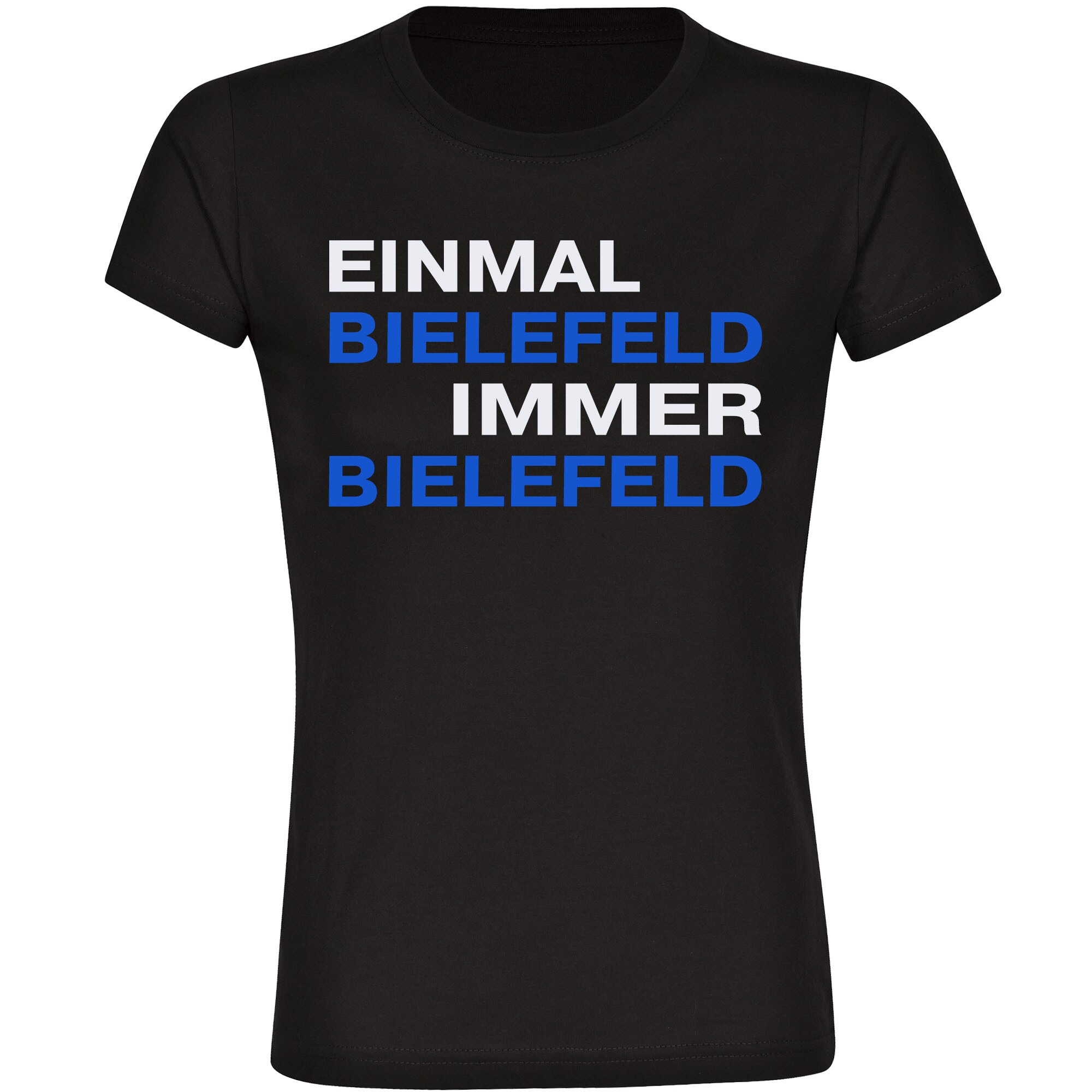 multifanshop Damen T-Shirt - Bielefeld - Einmal Immer - Druck blau - Frauen 
