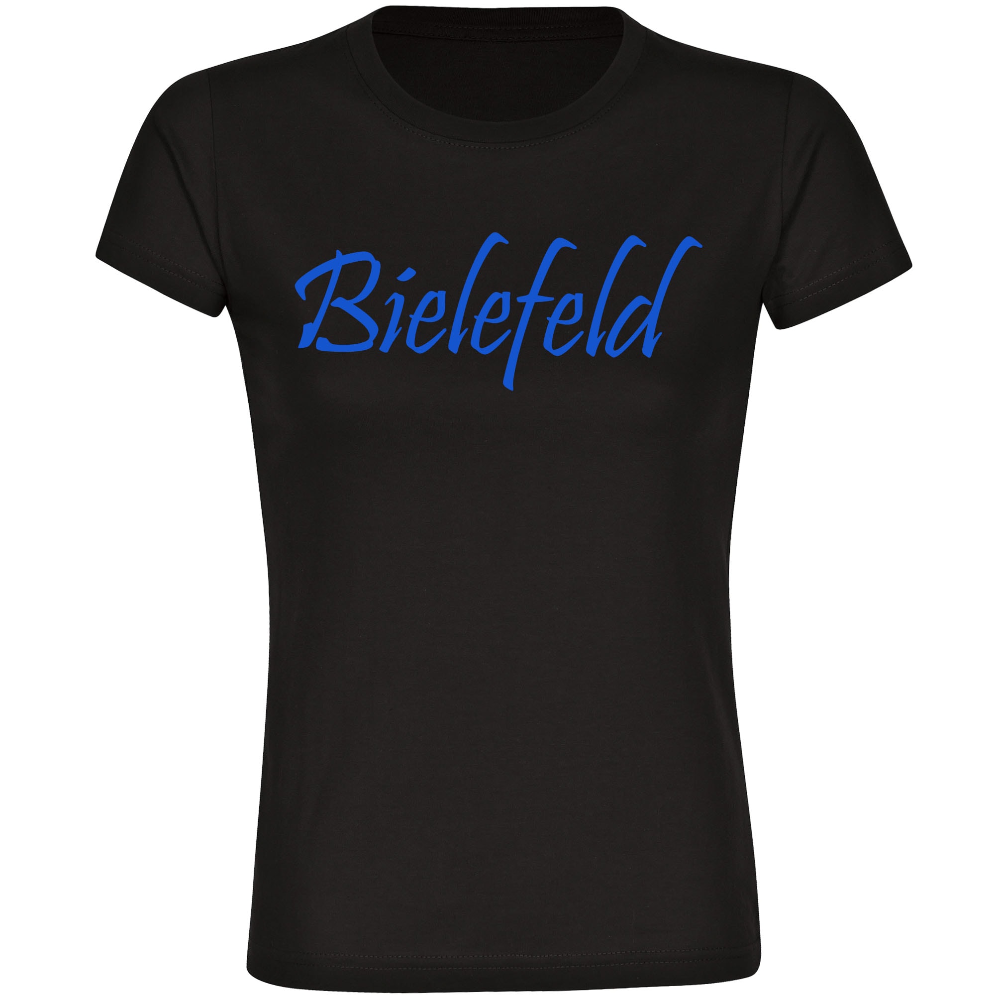 multifanshop Damen T-Shirt - Bielefeld - Schriftzug - Druck blau - Frauen 