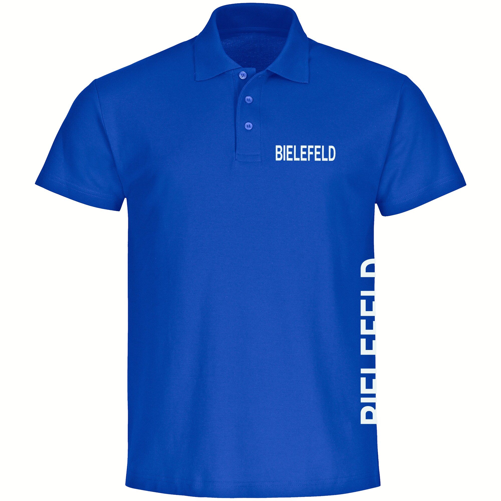 multifanshop Poloshirt - Bielefeld - Brust & Seite - Druck wei&szlig; - Polo 