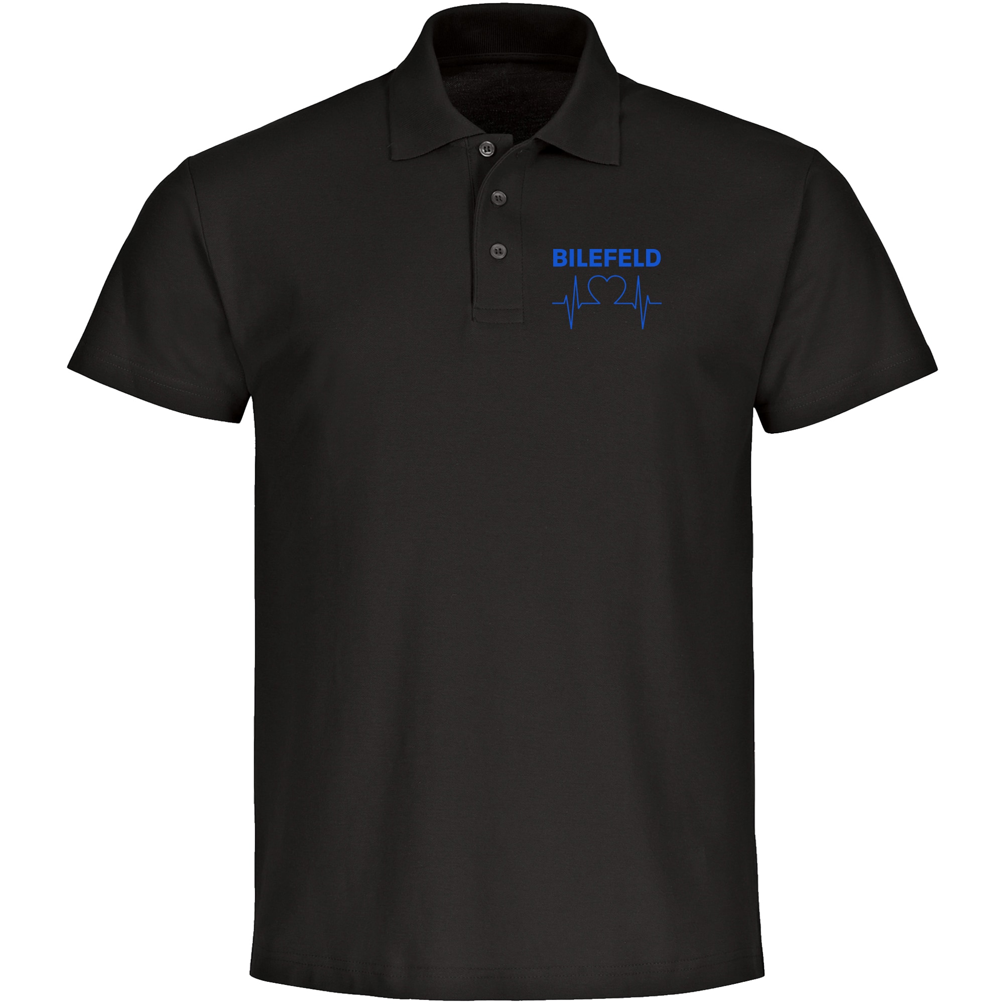 multifanshop Poloshirt - Bielefeld - Herzschlag - Druck blau - Polo 