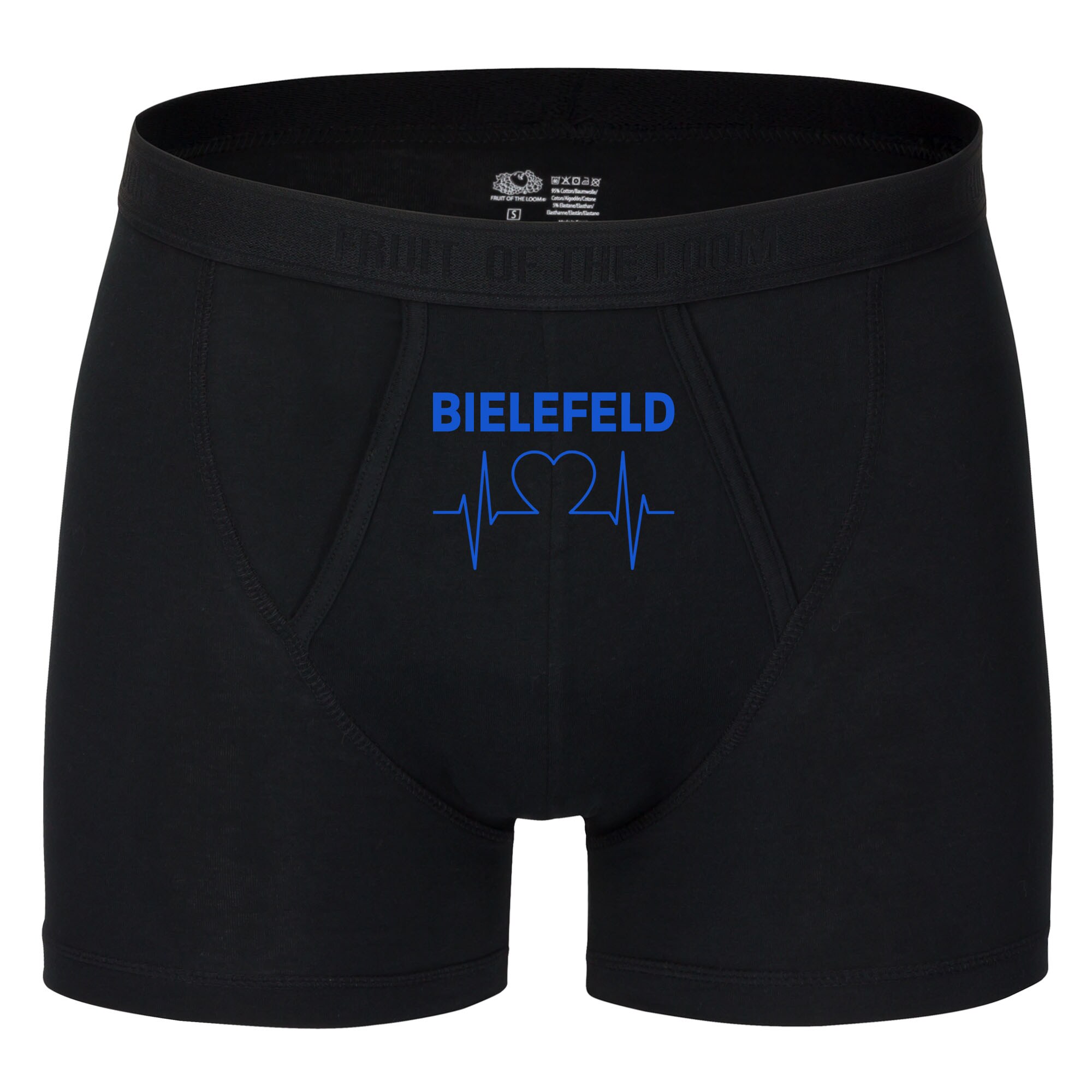 multifanshop Herren Boxer Short - Bielefeld - Herzschlag - Druck blau - Unterw&auml;sche 