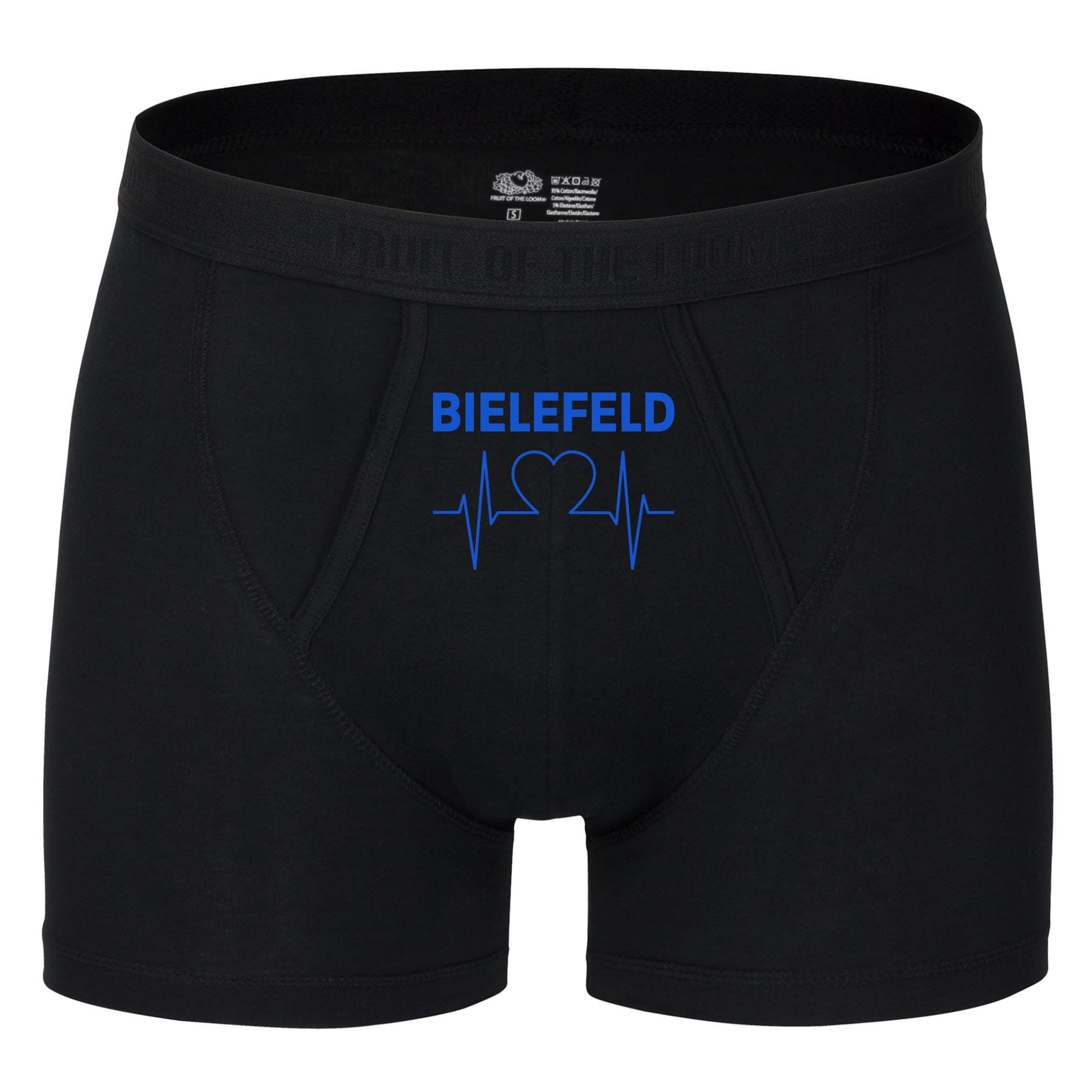 multifanshop Herren Boxer Short - Bielefeld - Herzschlag - Druck blau - Unterw&auml;sche 