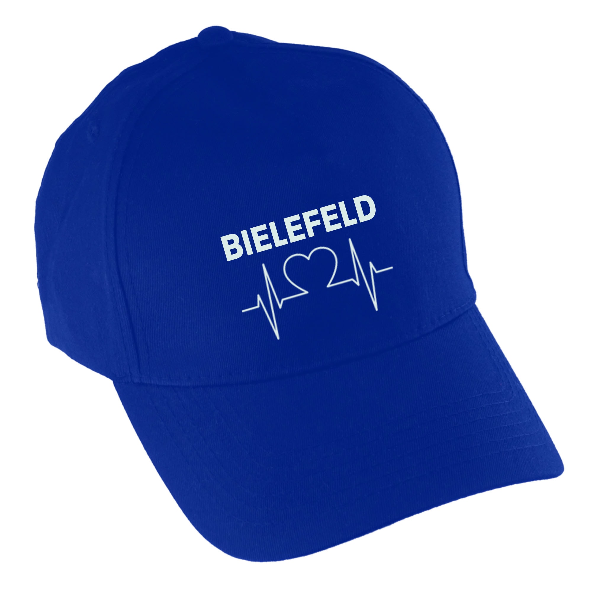multifanshop Baseballcap - Bielefeld - Herzschlag - Druck wei&szlig; - M&uuml;tze 