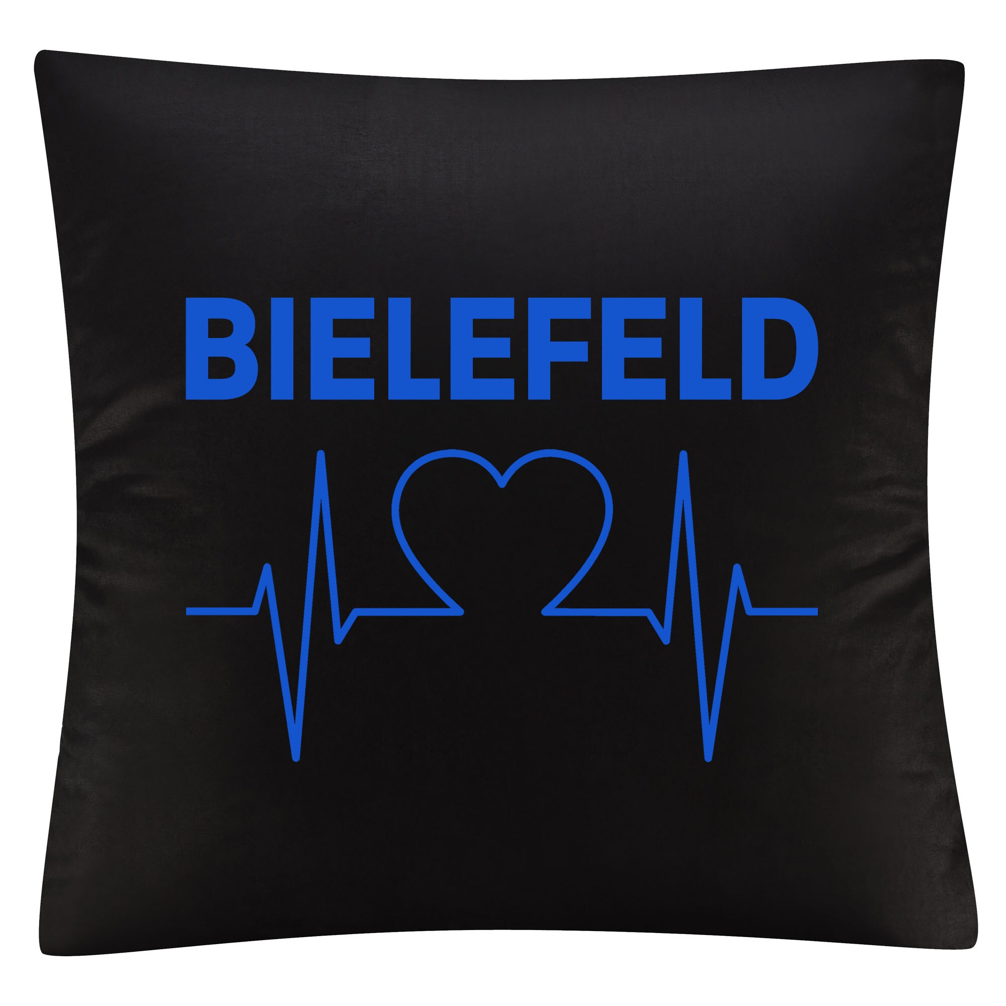 multifanshop Kissenbezug - Bielefeld - Herzschlag - Druck blau - Kissen 