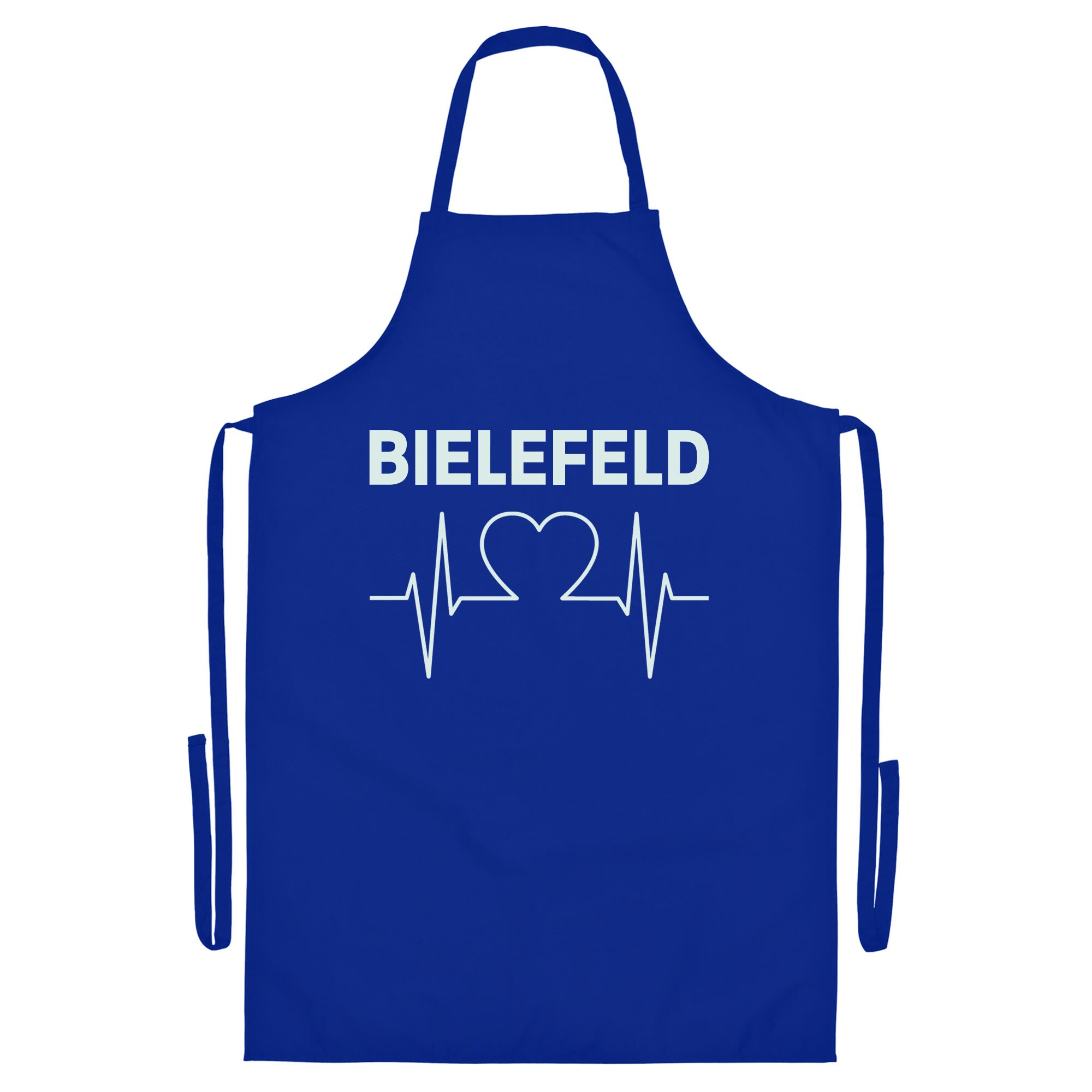 multifanshop Grillsch&uuml;rze - Bielefeld - Herzschlag - Druck wei&szlig; - Sch&uuml;rze 