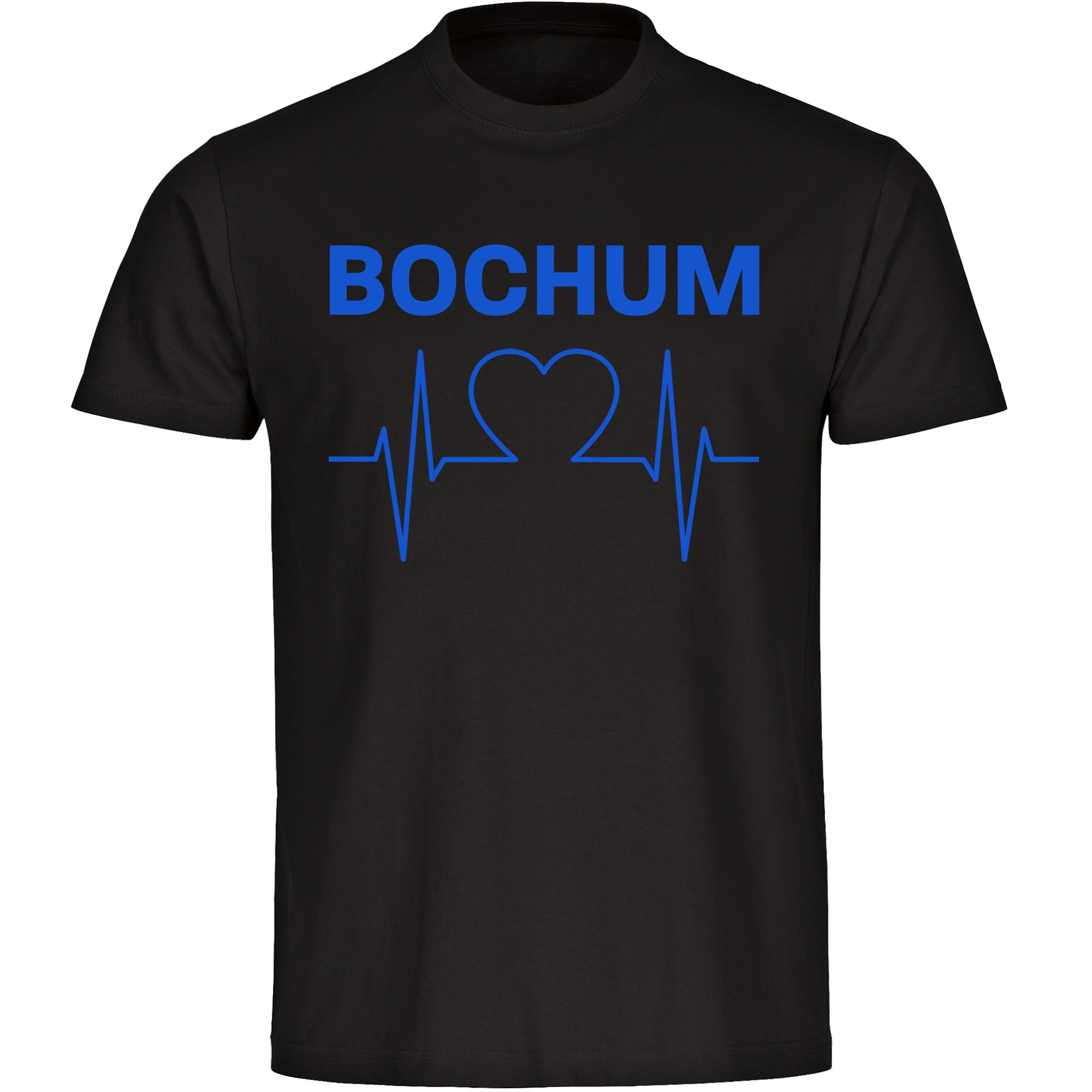 multifanshop Herren T-Shirt - Bochum - Herzschlag - Druck blau - M&auml;nner 
