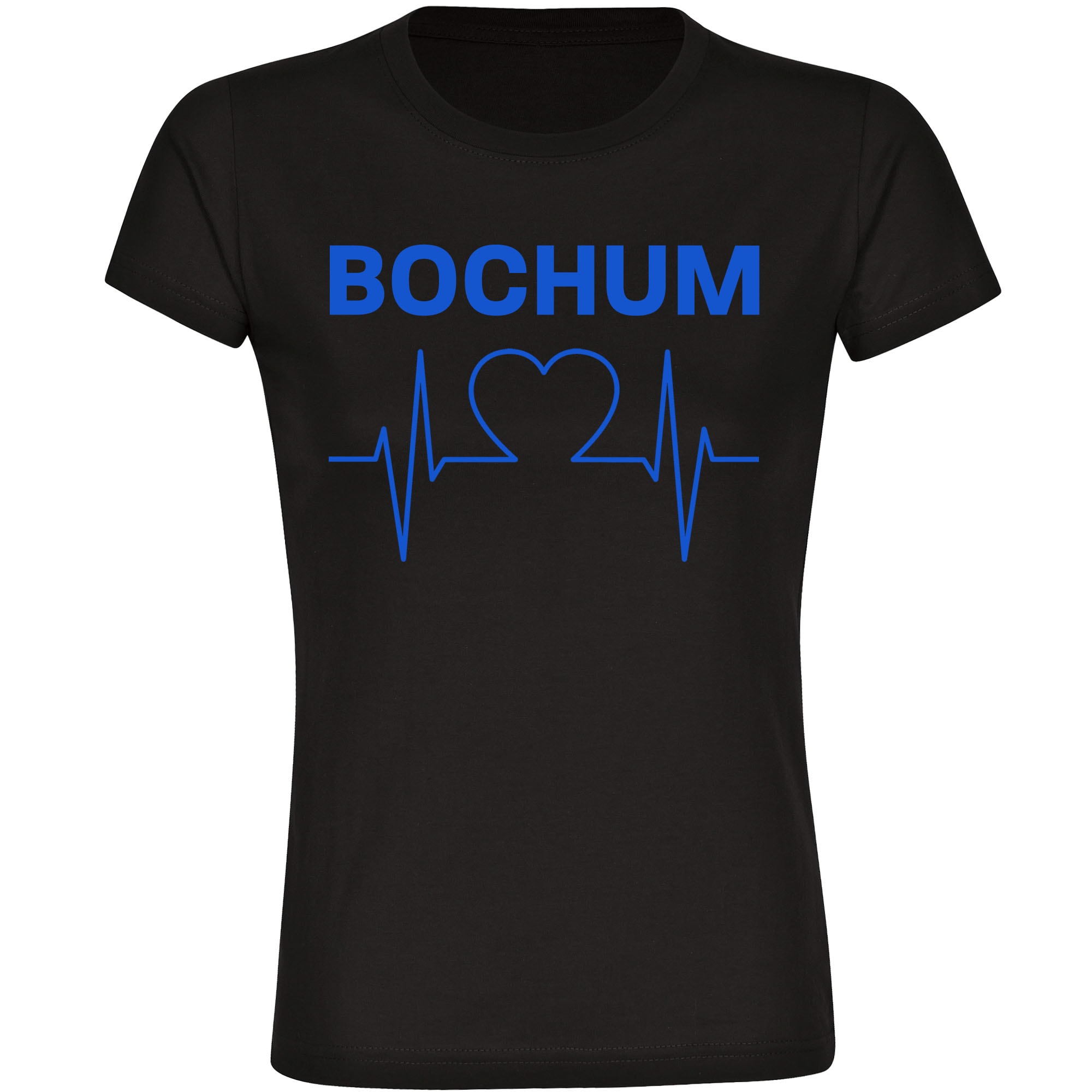 multifanshop Damen T-Shirt - Bochum - Herzschlag - Druck blau - Frauen 