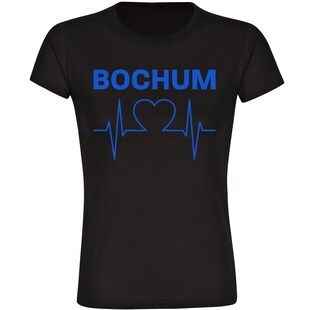 multifanshop Damen T-Shirt - Bochum - Herzschlag - Druck blau - Frauen 