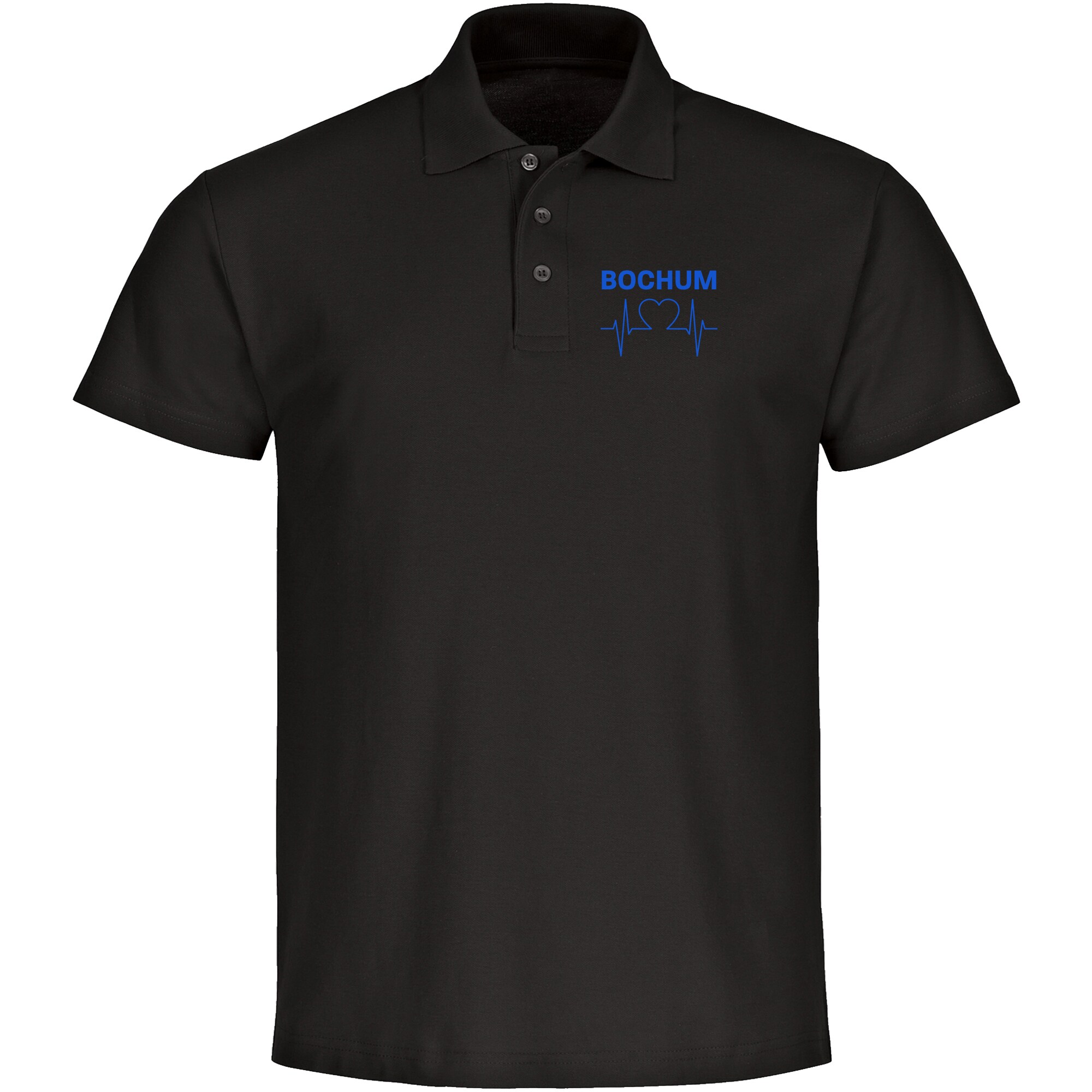 multifanshop Poloshirt - Bochum - Herzschlag - Druck blau - Polo 