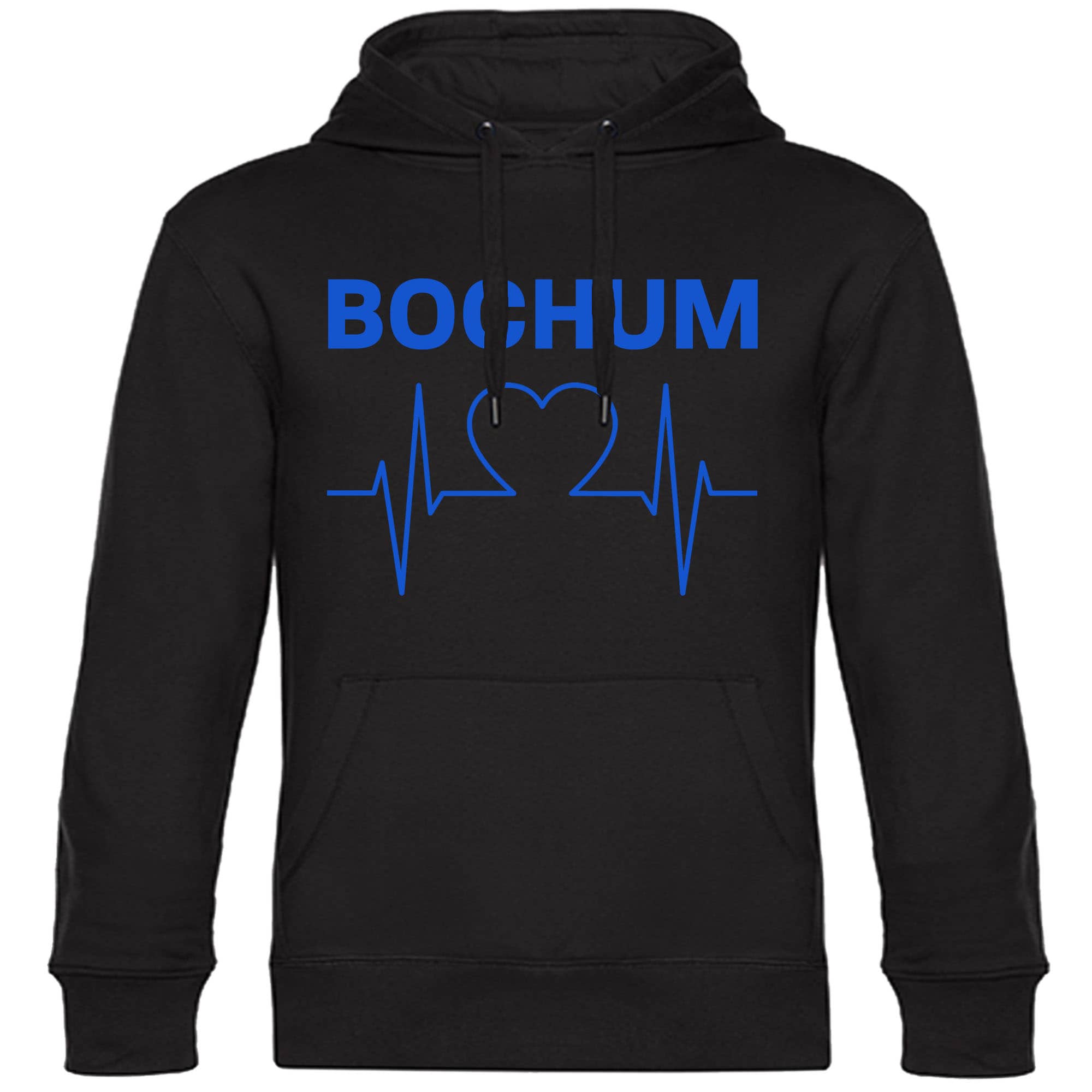 multifanshop Kapuzen Sweatshirt - Bochum - Herzschlag - Druck blau - Hoodie 
