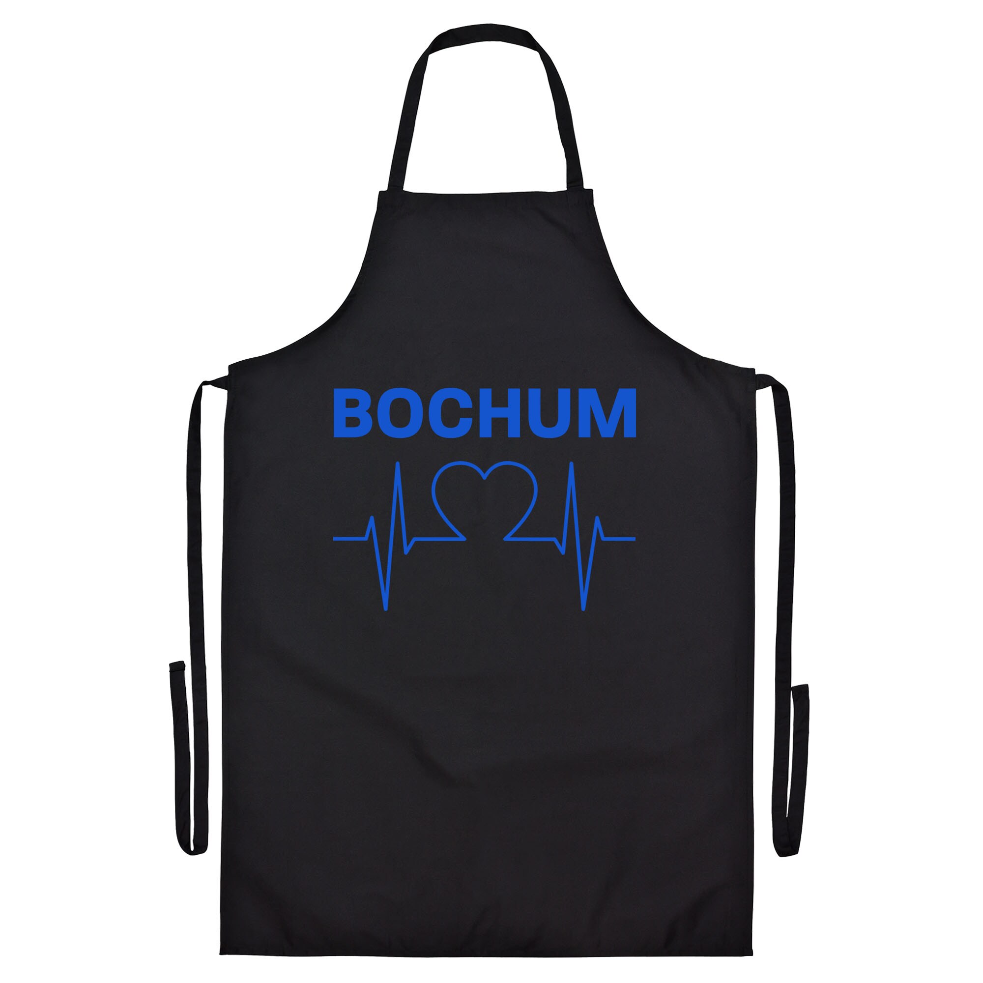multifanshop Grillsch&uuml;rze - Bochum - Herzschlag - Druck blau - Sch&uuml;rze 