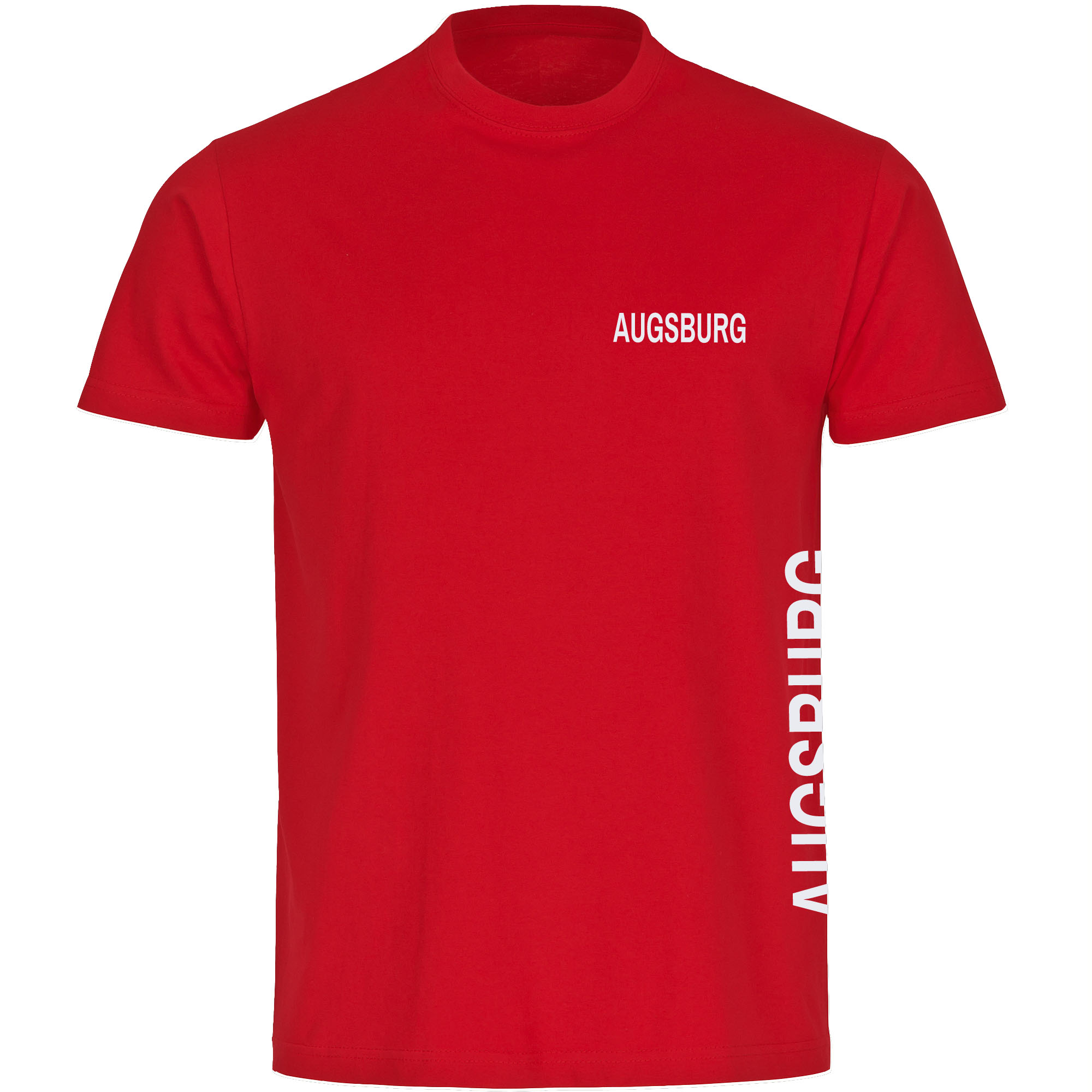multifanshop Herren T-Shirt - Augsburg - Brust & Seite - Druck wei&szlig; - M&auml;nner 