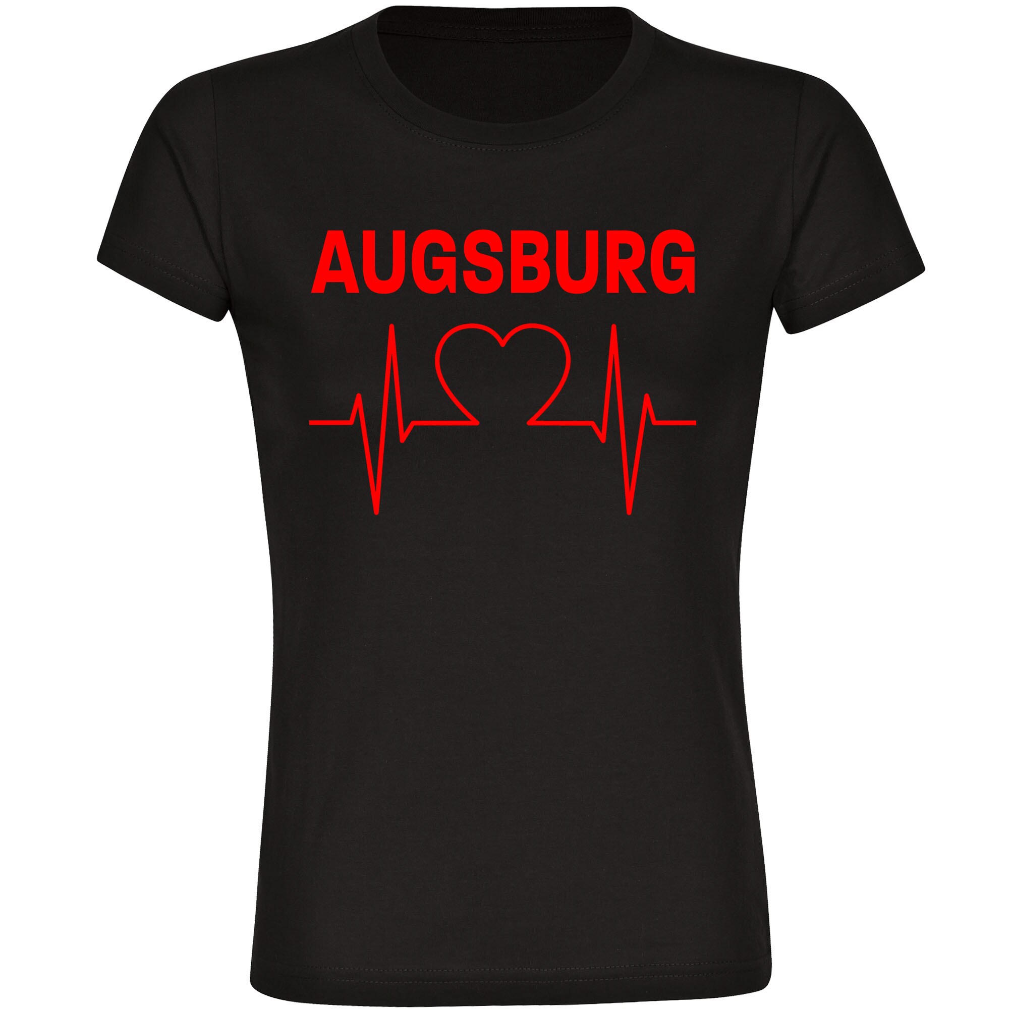 multifanshop Damen T-Shirt - Augsburg - Herzschlag - Druck rot - Frauen 