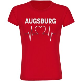 multifanshop Damen T-Shirt - Augsburg - Herzschlag - Druck weiß - Frauen 
