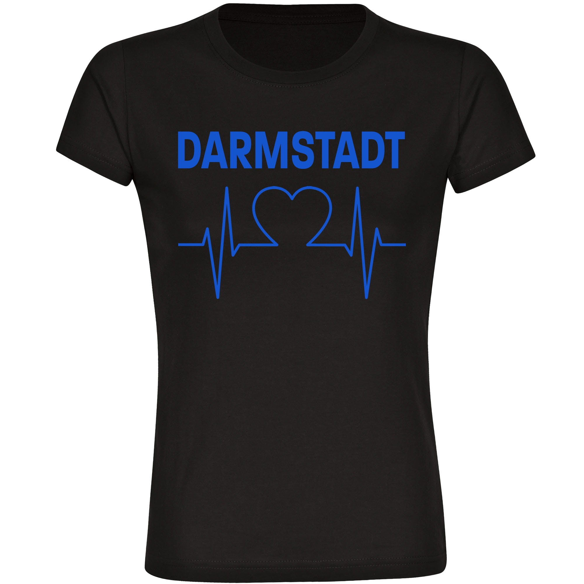 multifanshop Damen T-Shirt - Darmstadt - Herzschlag - Druck blau - Frauen 