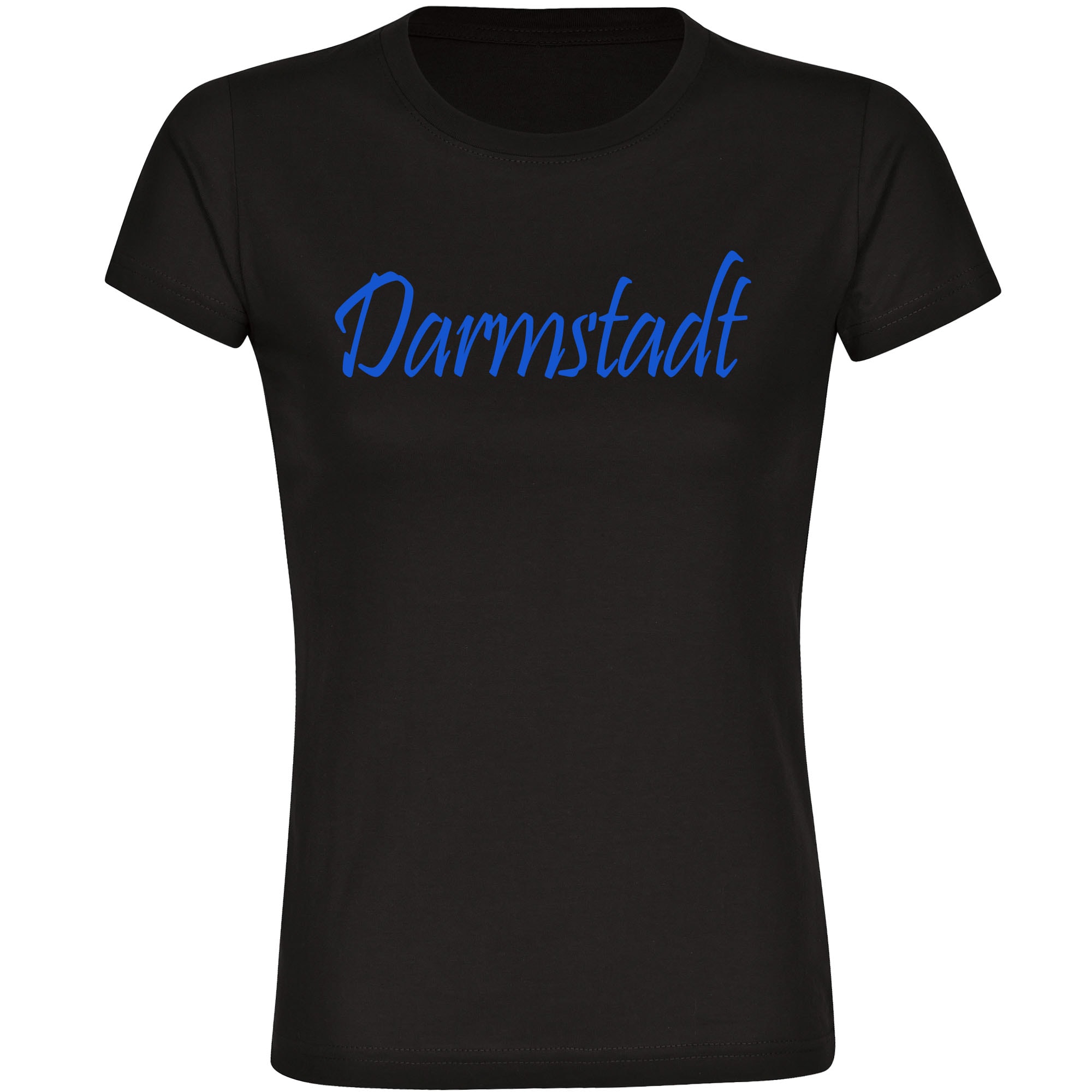 multifanshop Damen T-Shirt - Darmstadt - Schriftzug - Druck blau - Frauen 