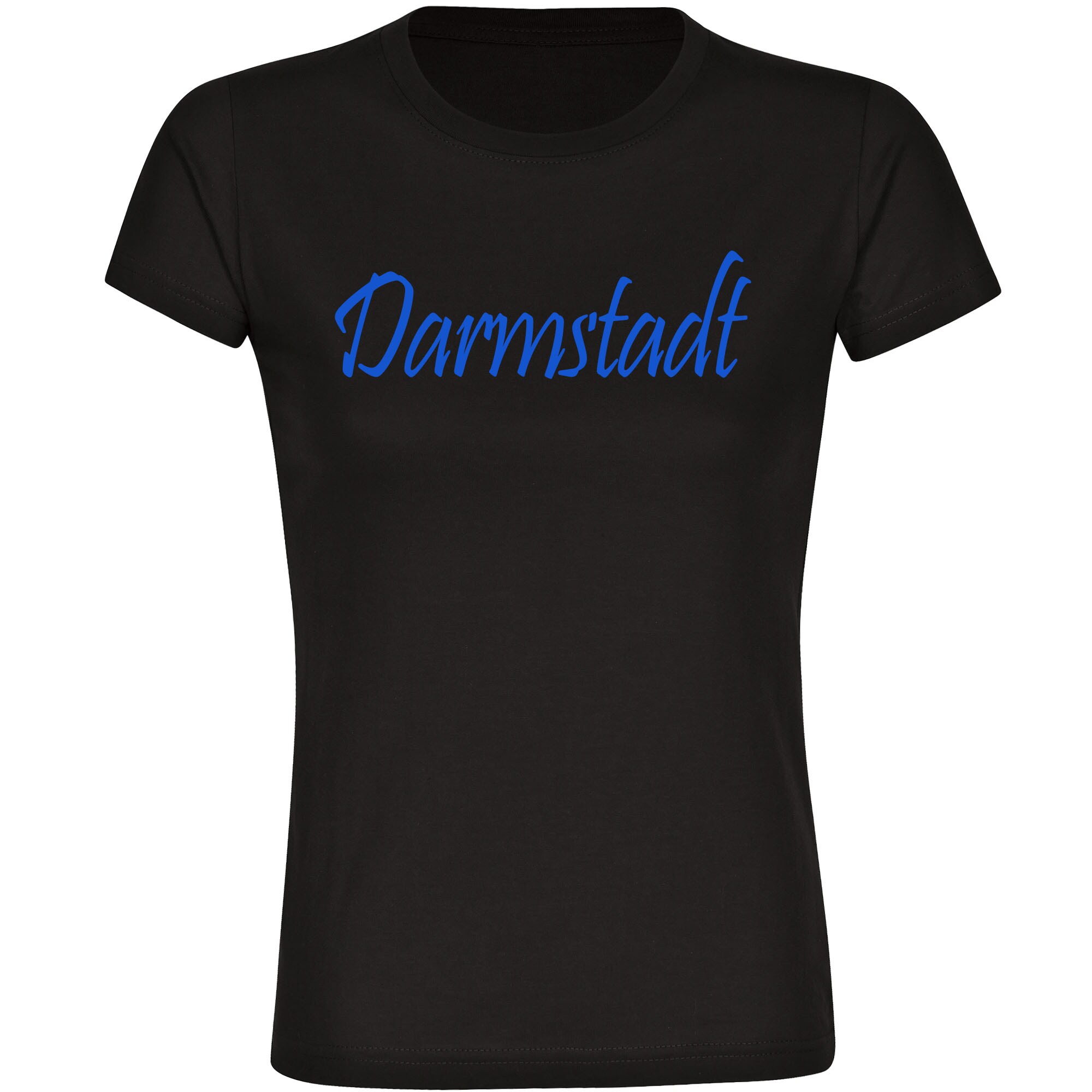 multifanshop Damen T-Shirt - Darmstadt - Schriftzug - Druck blau - Frauen 