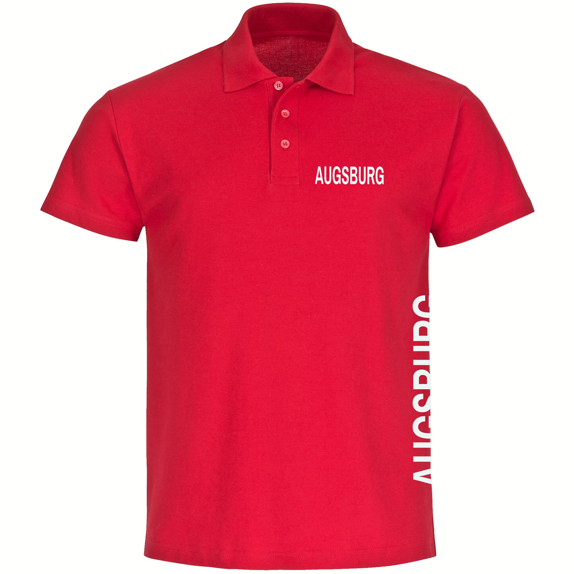 multifanshop Poloshirt - Augsburg - Brust & Seite - Druck wei&szlig; - Polo 