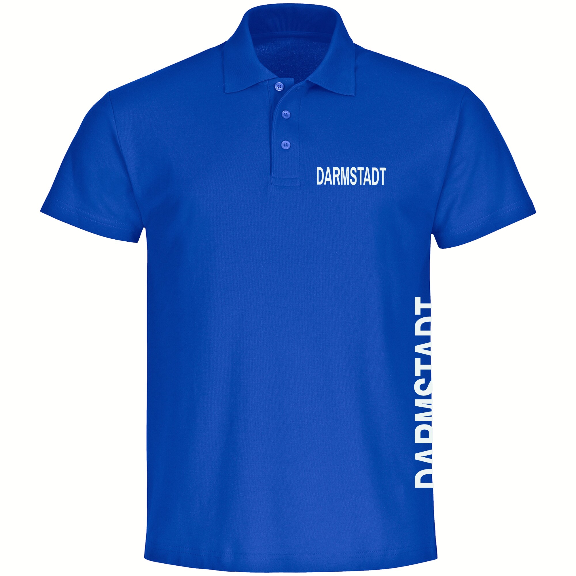 multifanshop Poloshirt - Darmstadt - Brust & Seite - Druck wei&szlig; - Polo 