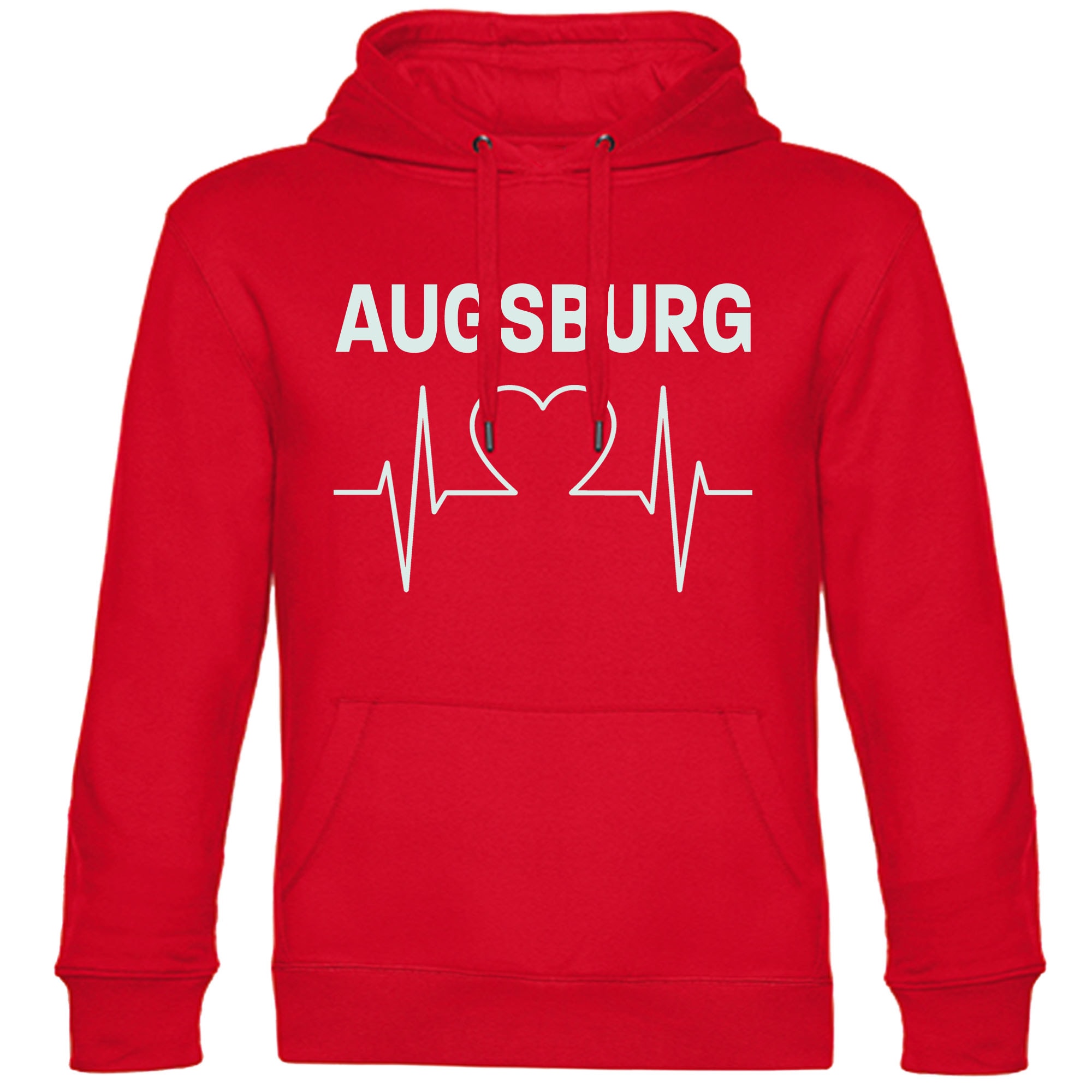 multifanshop Kapuzen Sweatshirt - Augsburg - Herzschlag - Druck wei&szlig; - Hoodie 