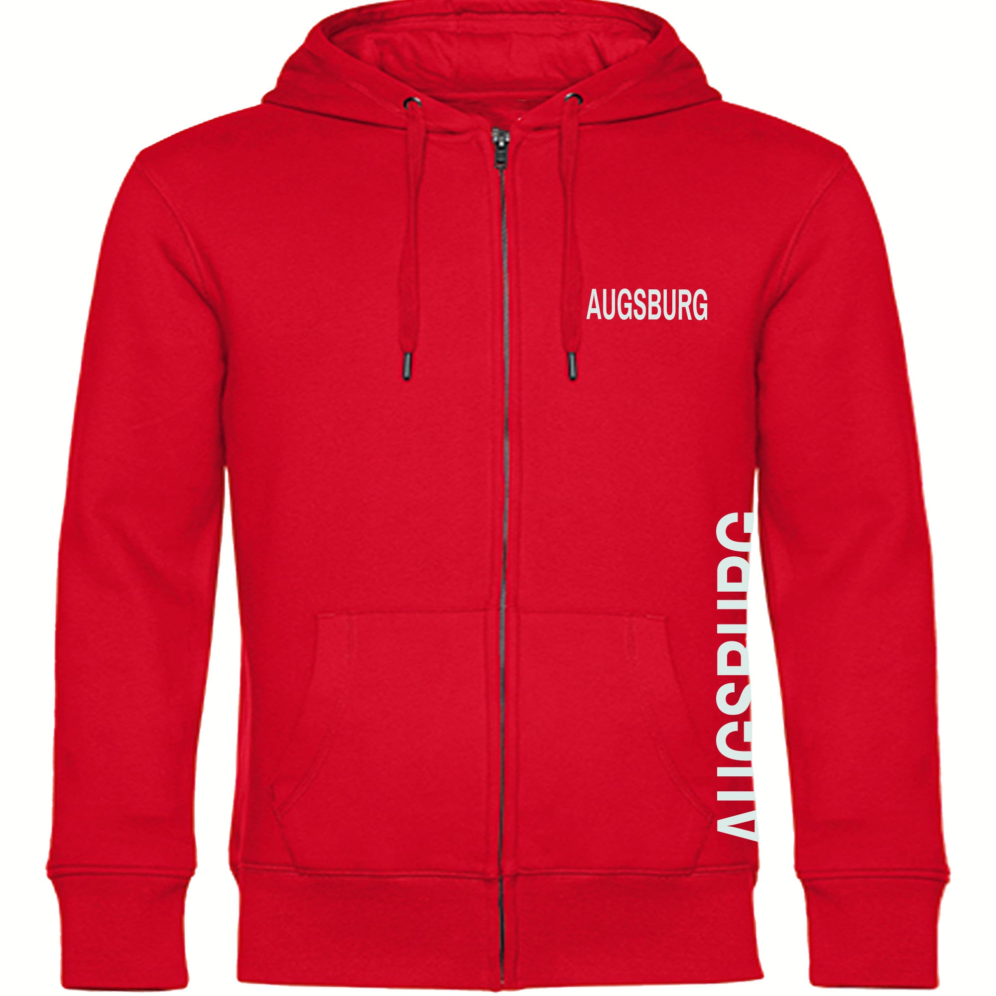 multifanshop Kapuzen Sweatshirt Jacke - Augsburg - Brust & Seite - Druck wei&szlig; - Sweat 