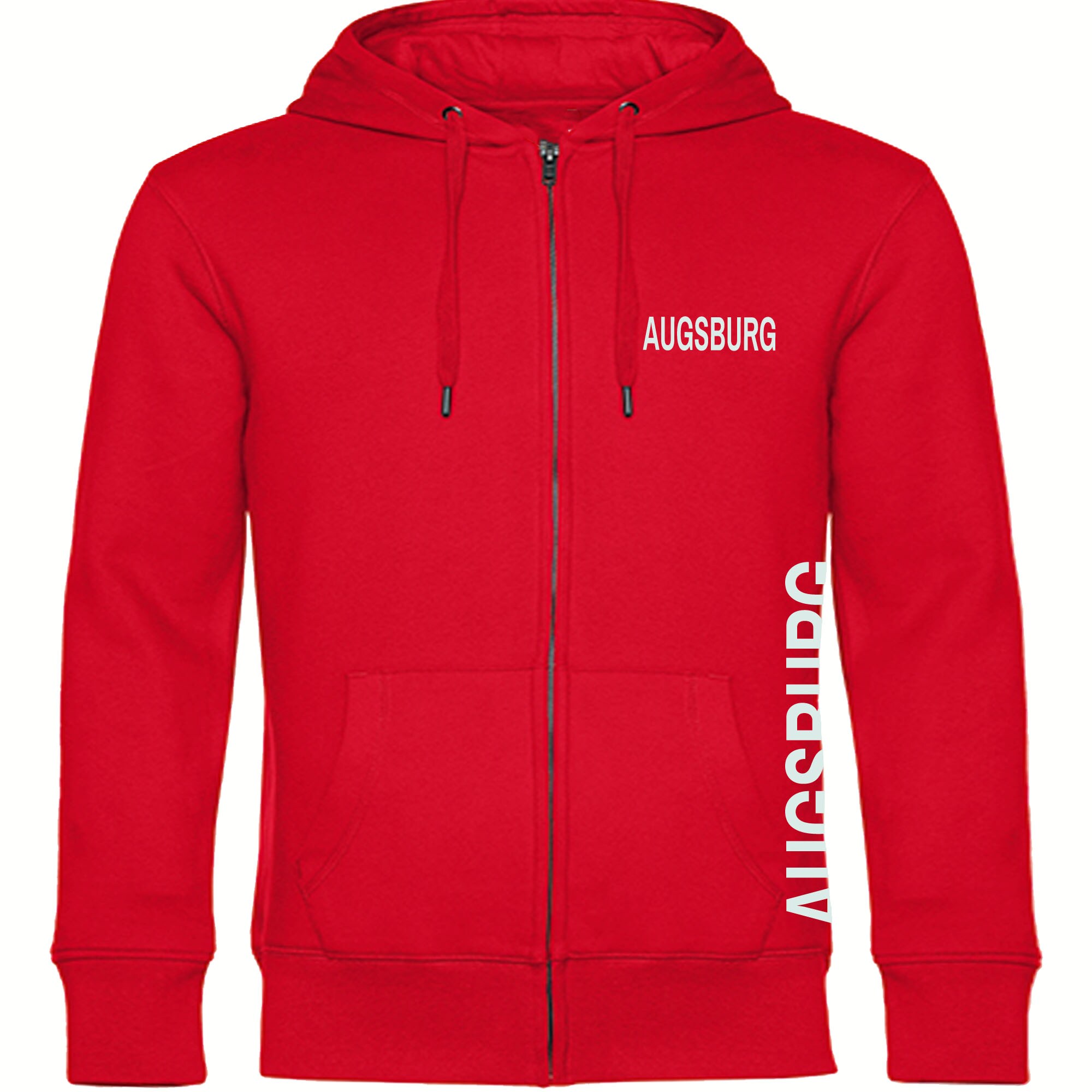 multifanshop Kapuzen Sweatshirt Jacke - Augsburg - Brust & Seite - Druck wei&szlig; - Sweat 