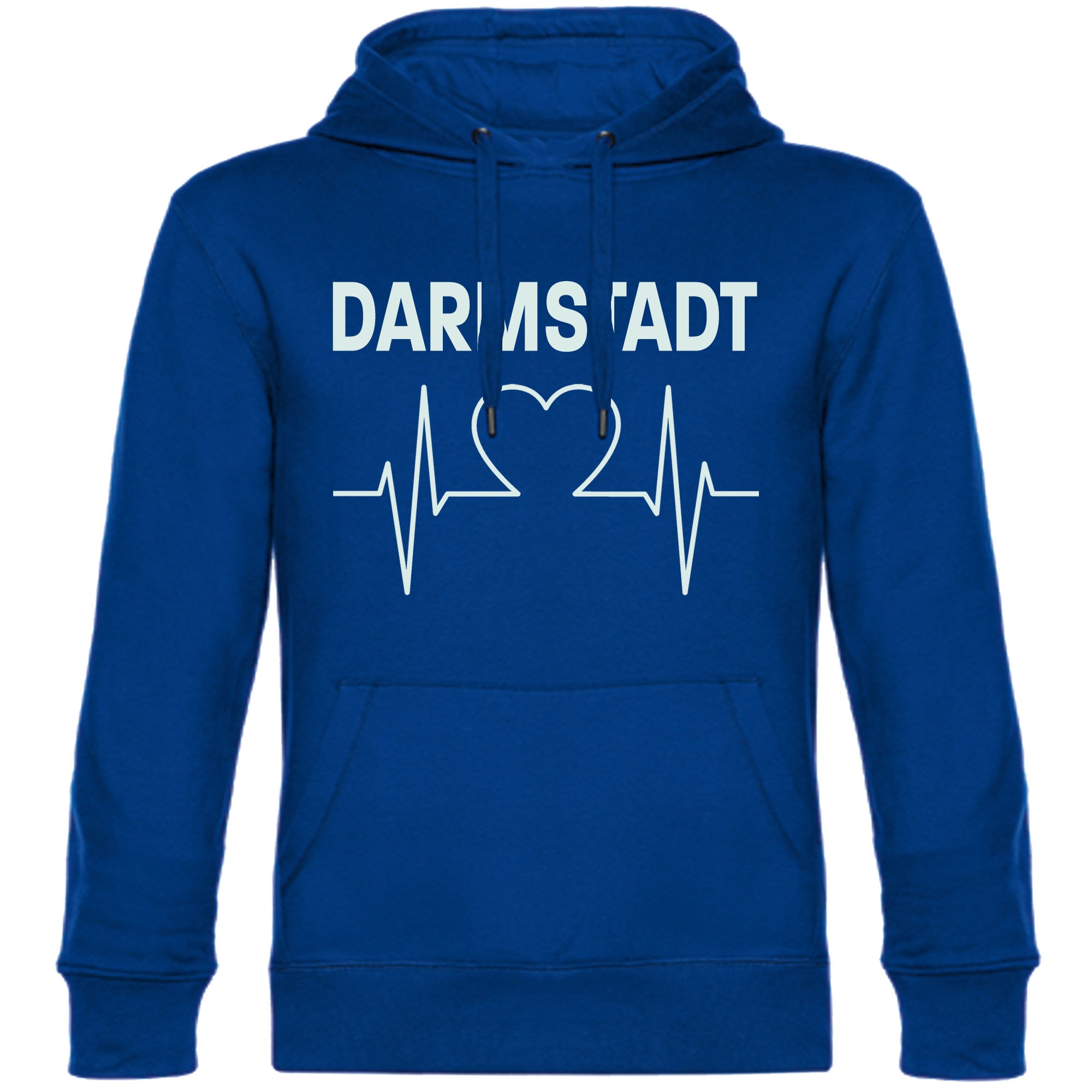 multifanshop Kapuzen Sweatshirt - Darmstadt - Herzschlag - Druck wei&szlig; - Hoodie 