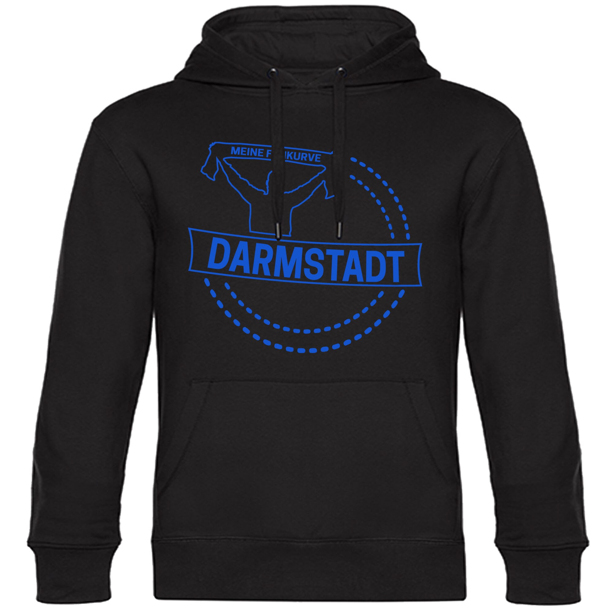 multifanshop Kapuzen Sweatshirt - Darmstadt - Meine Fankurve - Druck blau - Hoodie 