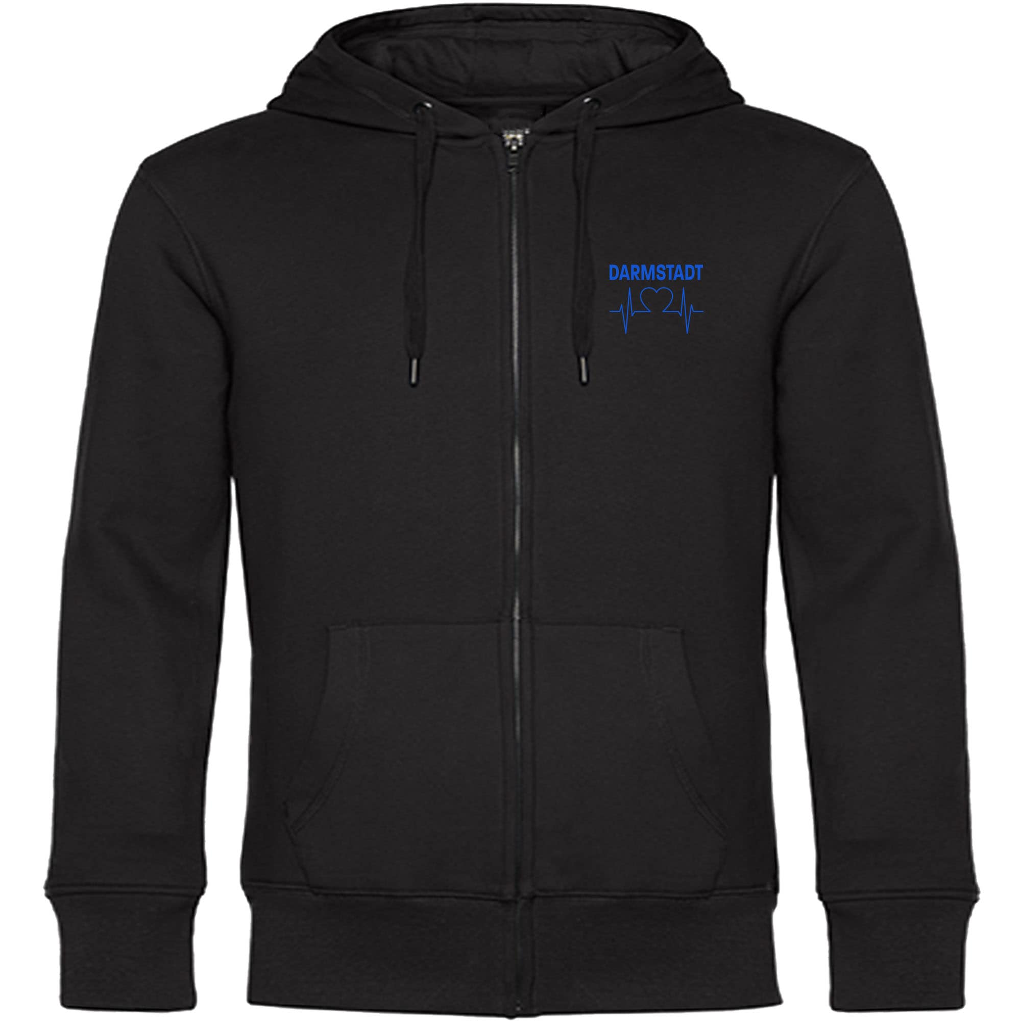 multifanshop Kapuzen Sweatshirt Jacke - Darmstadt - Herzschlag - Druck blau - Jacke 