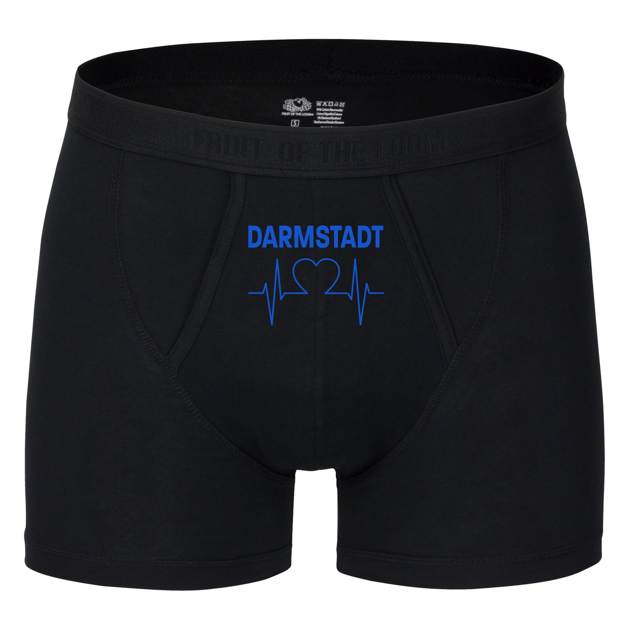 multifanshop Herren Boxer Short - Darmstadt - Herzschlag - Druck blau - Unterw&auml;sche 