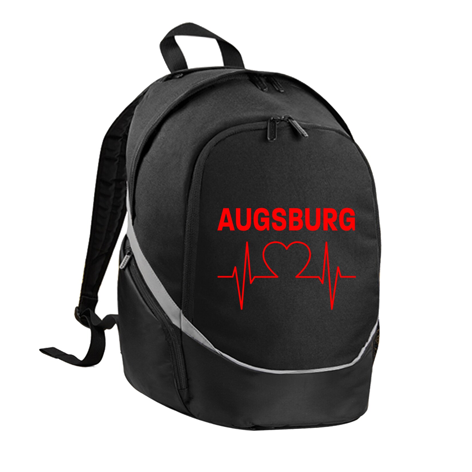 Rucksack - Augsburg - Herzschlag - Druck rot - Tasche