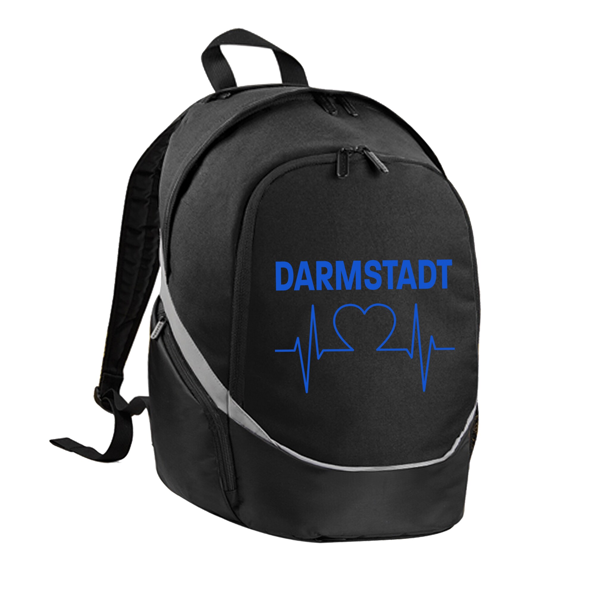 multifanshop Rucksack - Darmstadt - Herzschlag - Druck blau - Tasche 