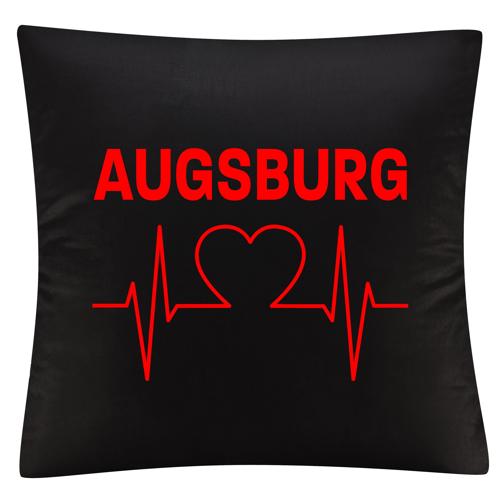 multifanshop Kissenbezug - Augsburg - Herzschlag - Druck rot - Kissen 
