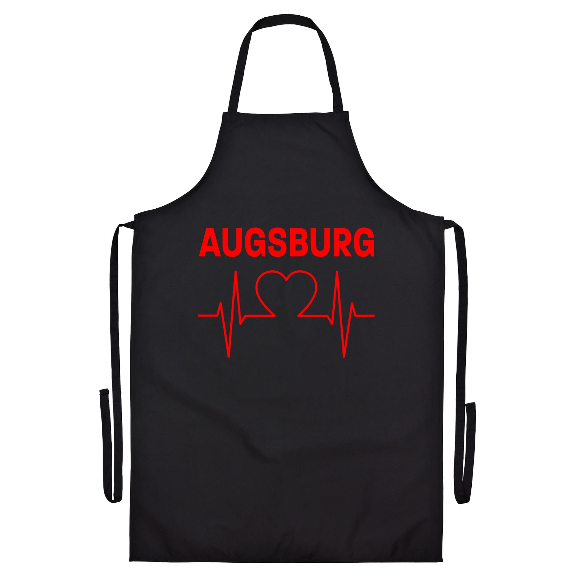 multifanshop Grillsch&uuml;rze - Augsburg - Herzschlag - Druck rot - Sch&uuml;rze 