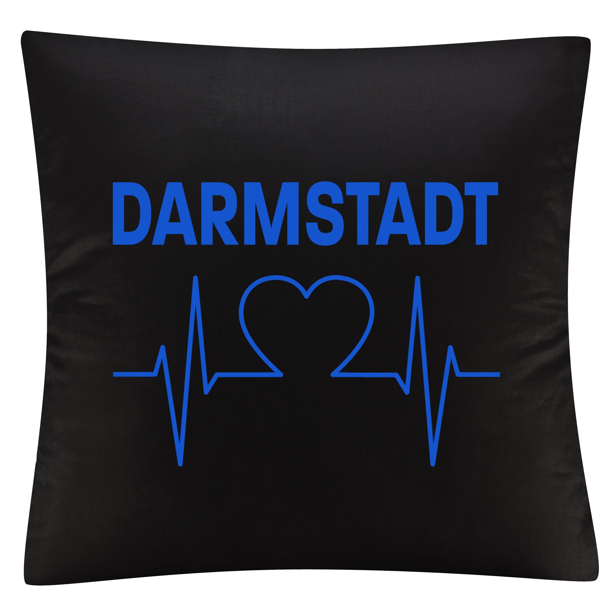 multifanshop Kissenbezug - Darmstadt - Herzschlag - Druck blau - Kissen 