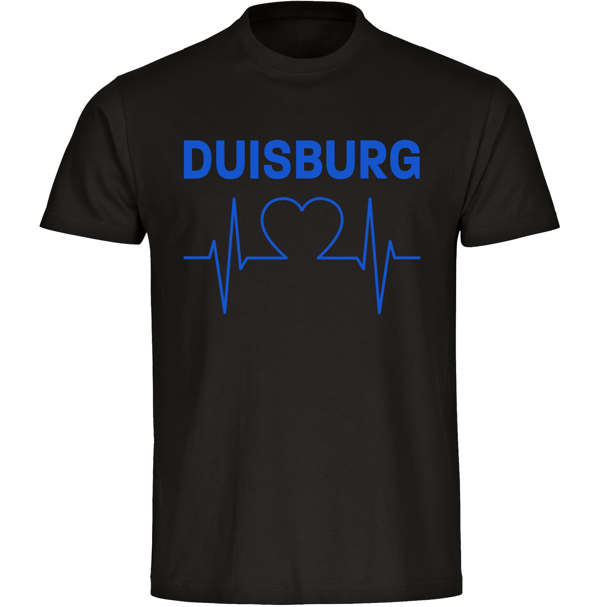 multifanshop Herren T-Shirt - Duisburg - Herzschlag - Druck blau - M&auml;nner 