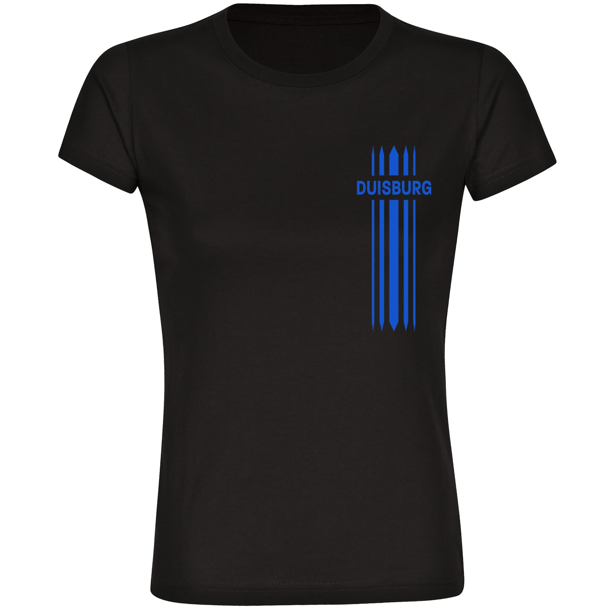 multifanshop Damen T-Shirt - Duisburg - Streifen - Druck blau - Frauen 