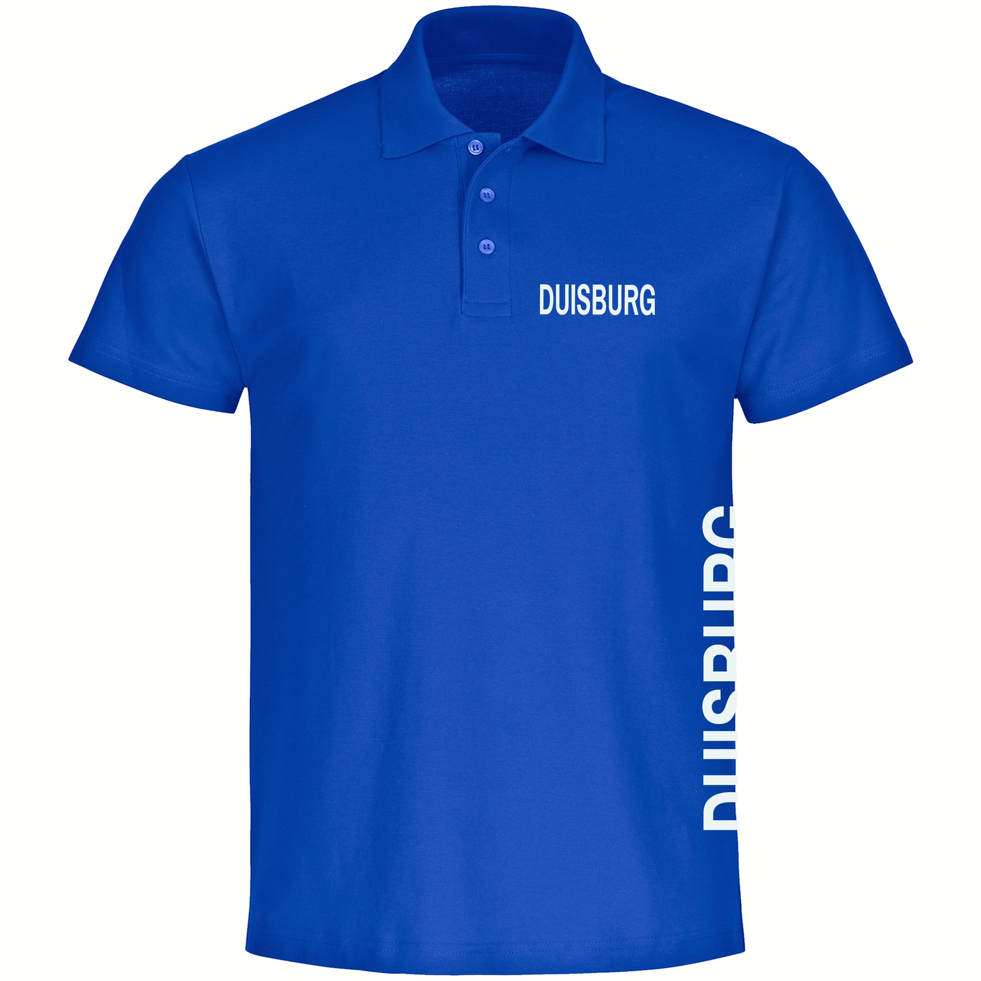 multifanshop Poloshirt - Duisburg - Brust & Seite - Druck wei&szlig; - Polo 