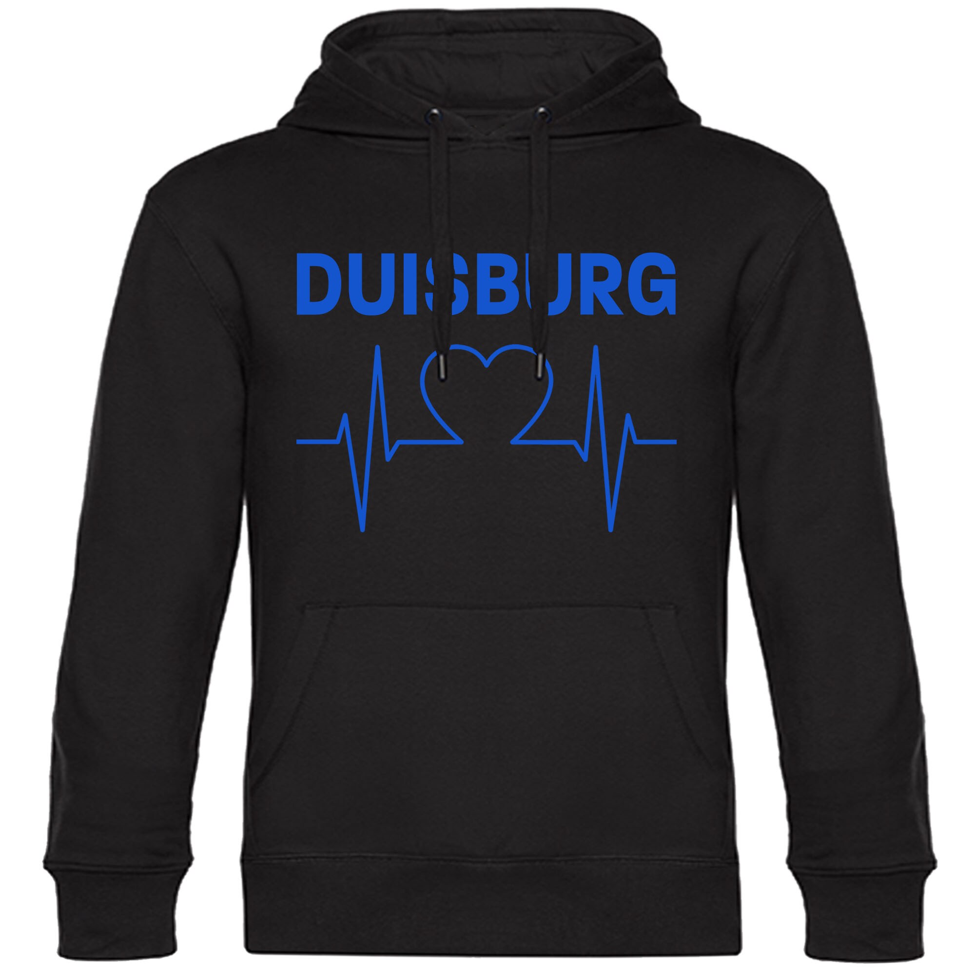 multifanshop Kapuzen Sweatshirt - Duisburg - Herzschlag - Druck blau - Hoodie 