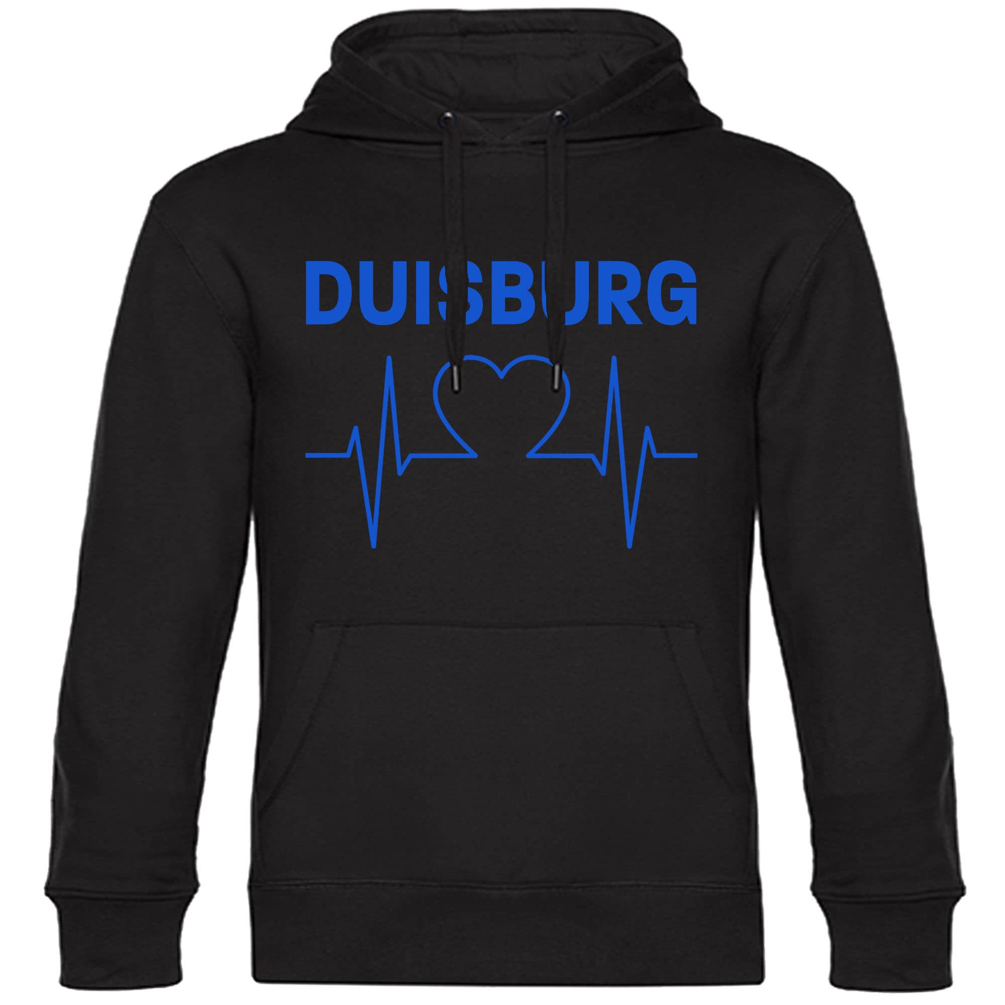 multifanshop Kapuzen Sweatshirt - Duisburg - Herzschlag - Druck blau - Hoodie 
