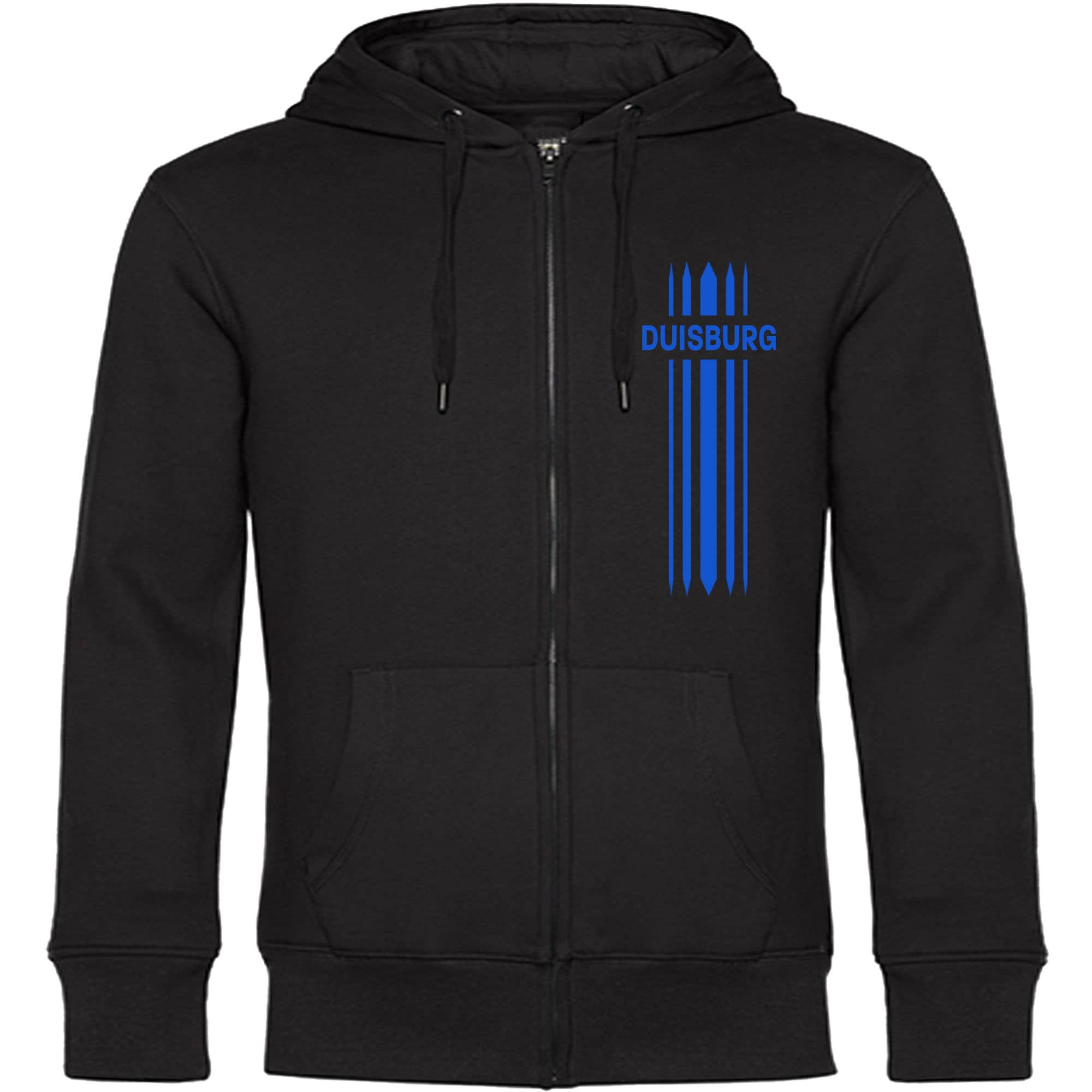 multifanshop Kapuzen Sweatshirt Jacke - Duisburg - Streifen - Druck blau - Jacke 